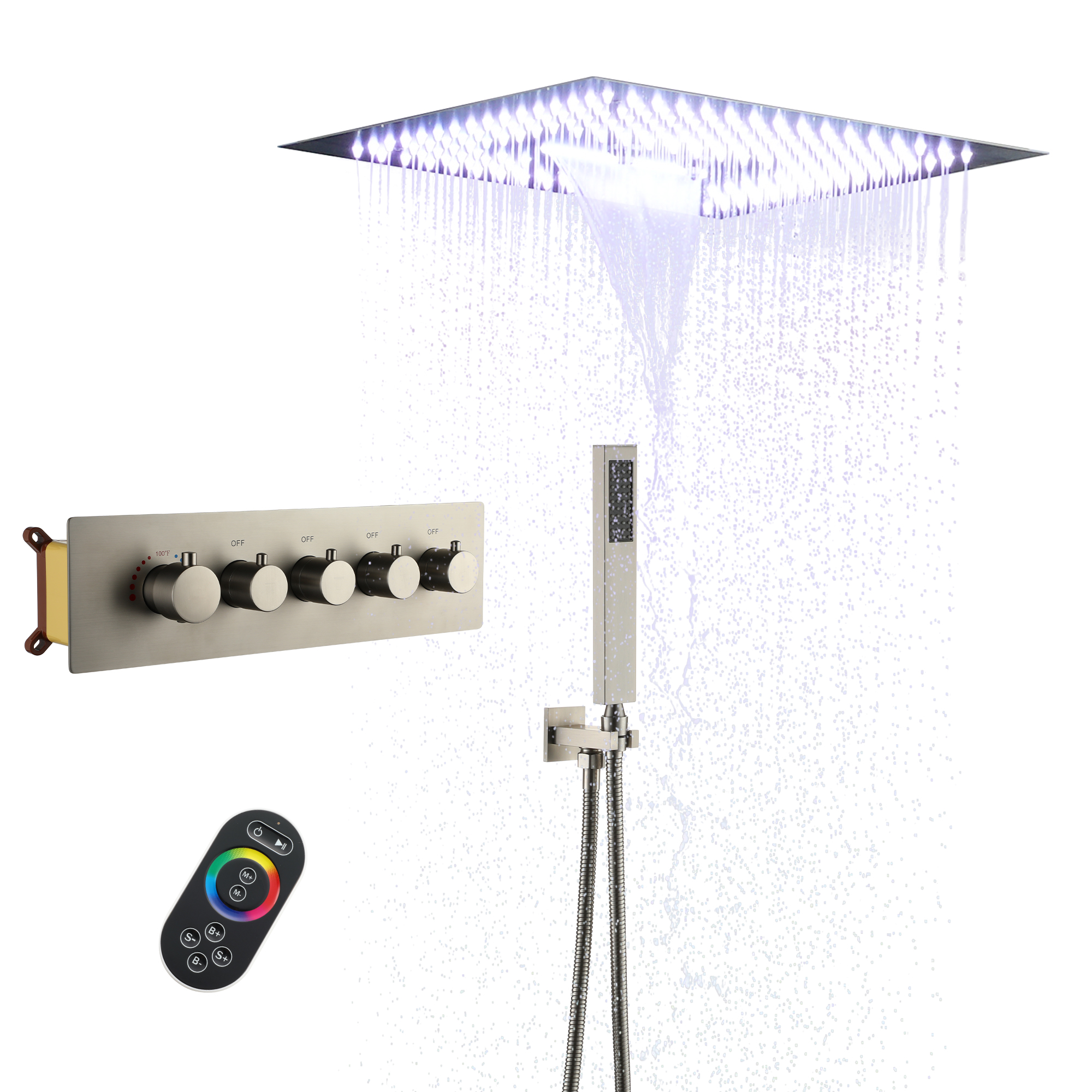 16" Luxury Shower System with Remote Control & 64 Color LED Lights