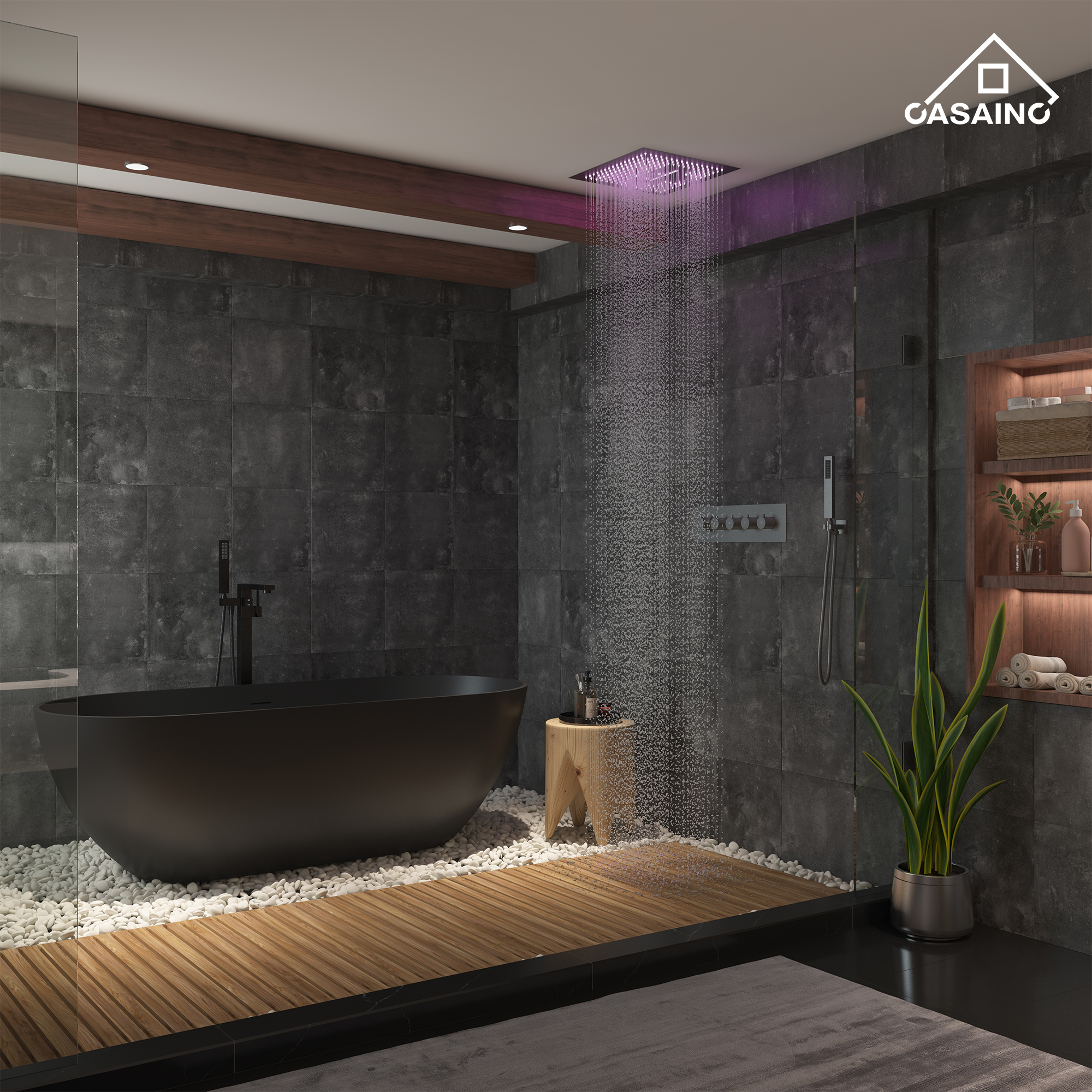 16" Luxury Shower System with Remote Control & 64 Color LED Lights