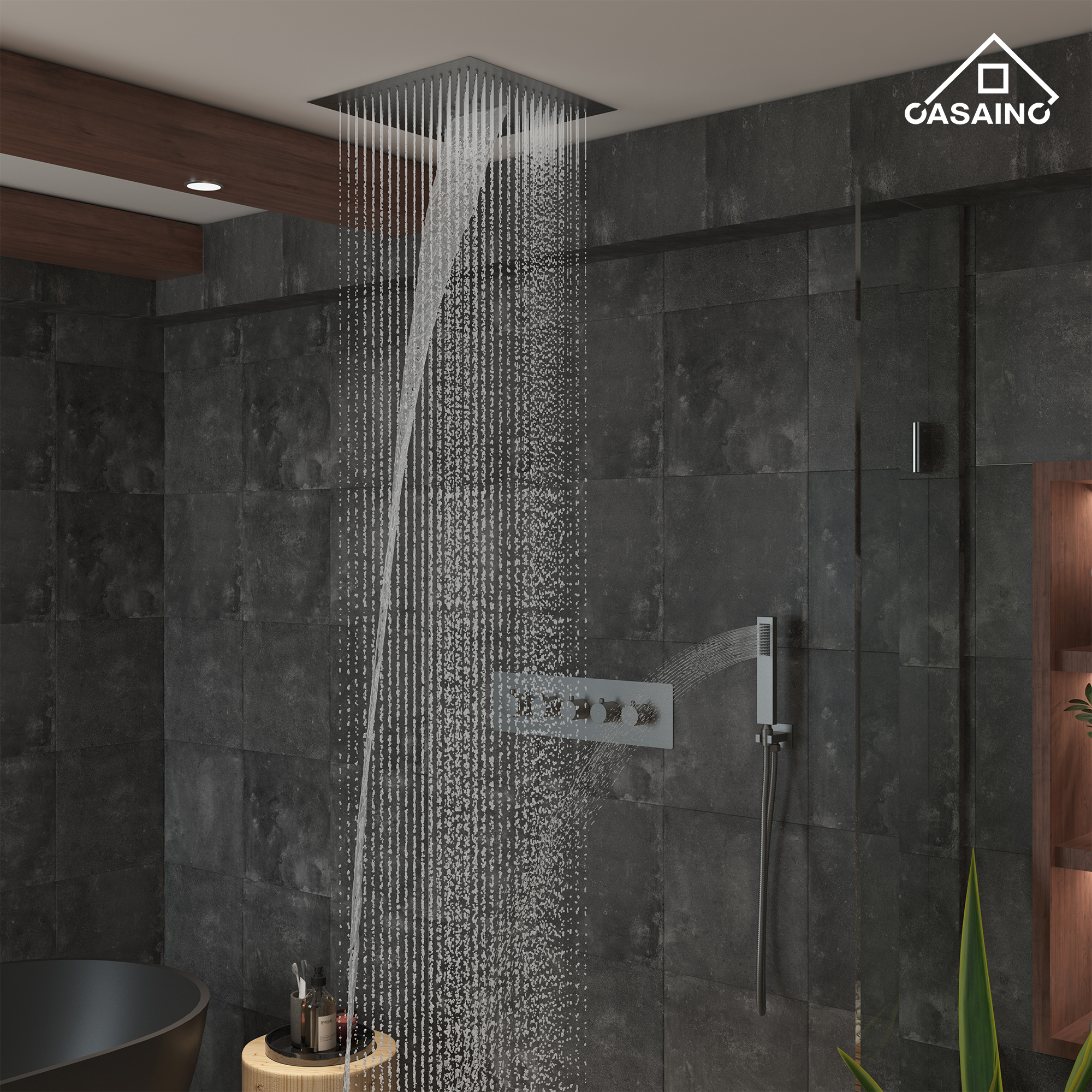 16" Luxury Shower System with Remote Control & 64 Color LED Lights