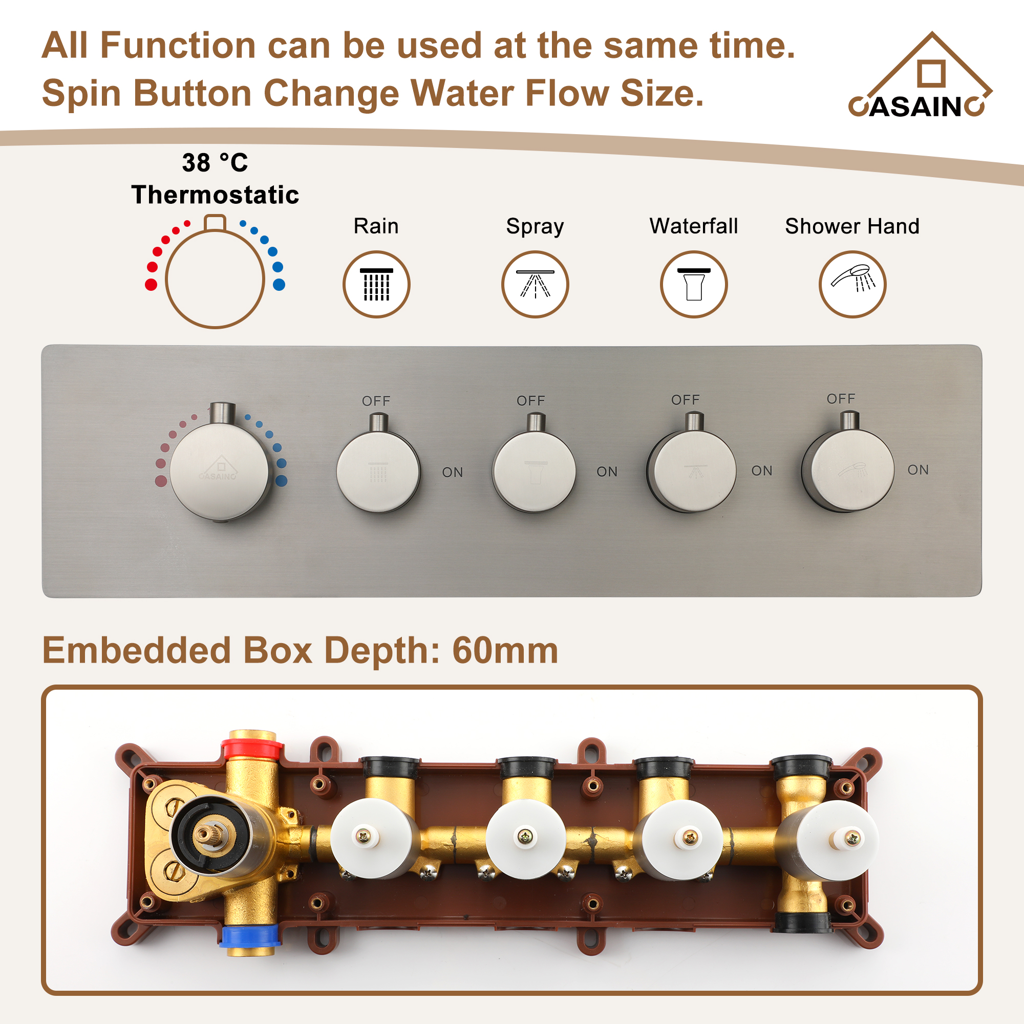 16" Luxury Shower System with Remote Control & 64 Color LED Lights