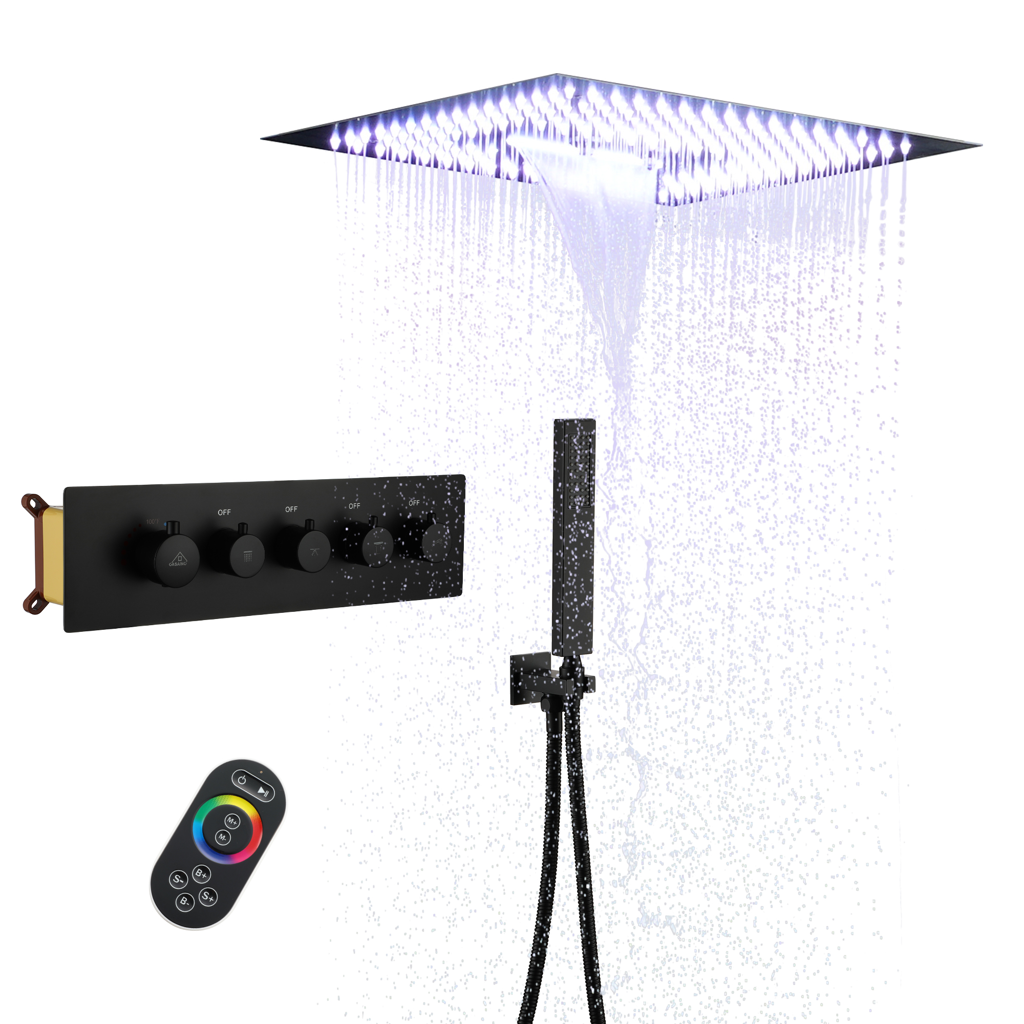 16" Luxury Shower System with Remote Control & 64 Color LED Lights