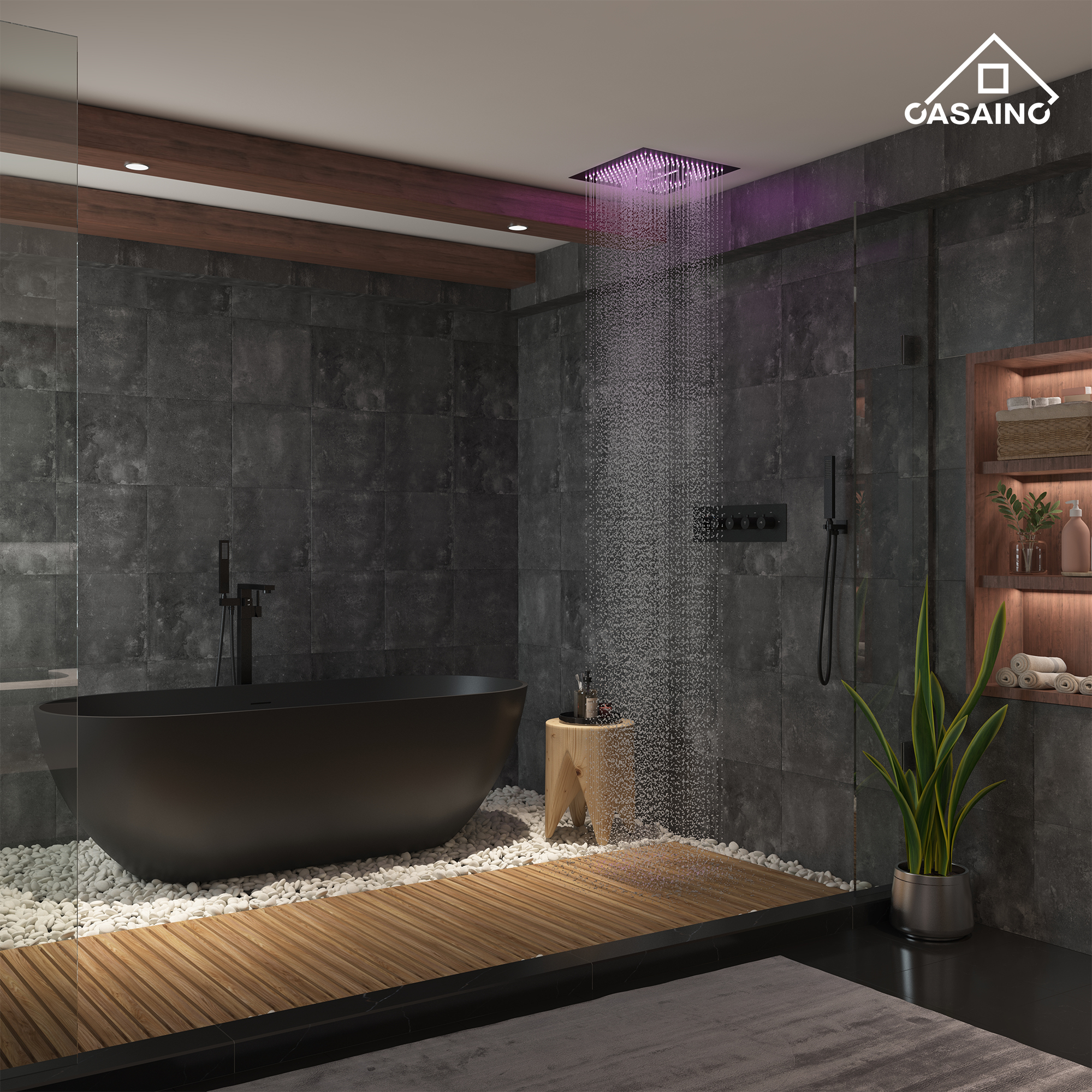 16" Luxury Shower System with Remote Control & 64 Color LED Lights