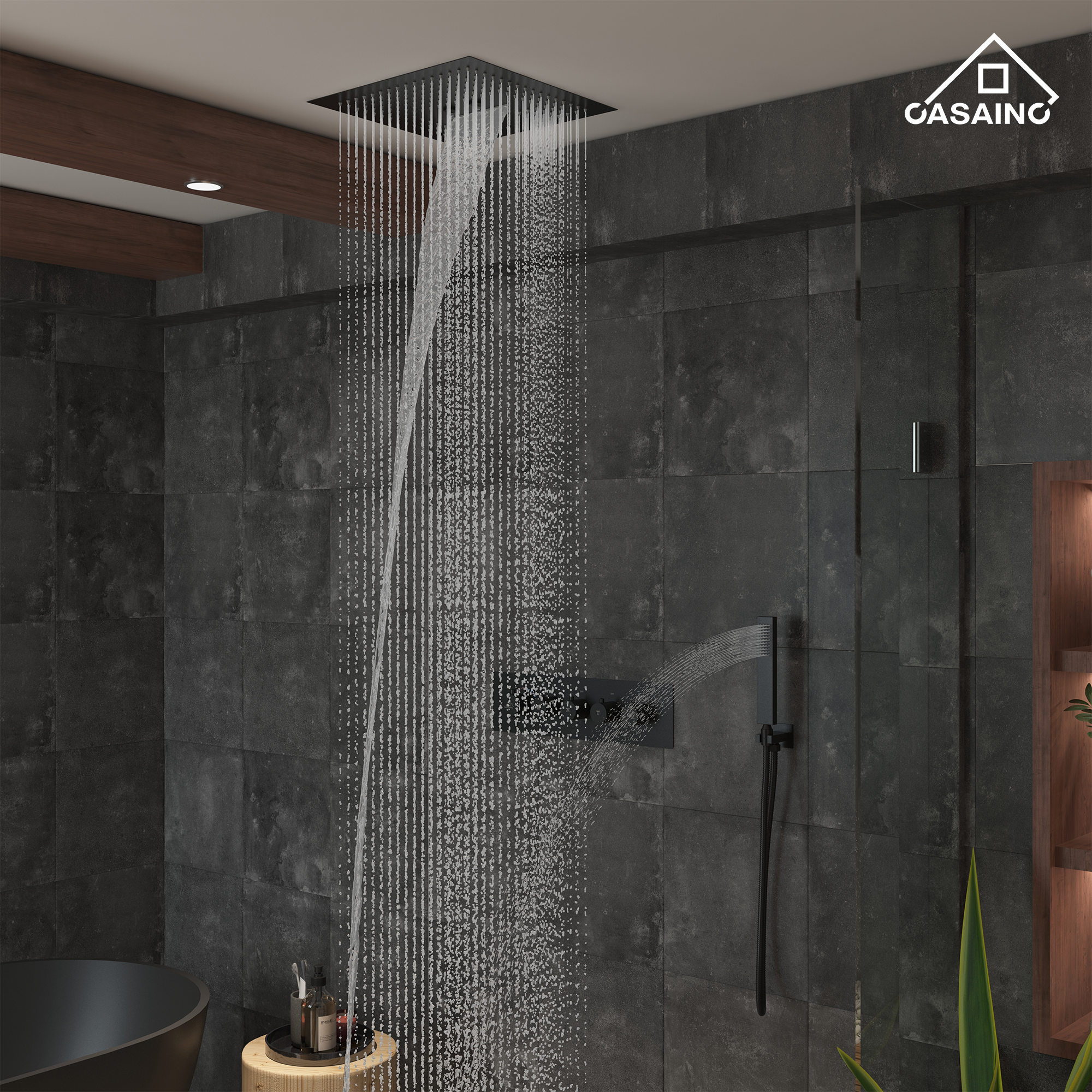 16" Luxury Shower System with Remote Control & 64 Color LED Lights