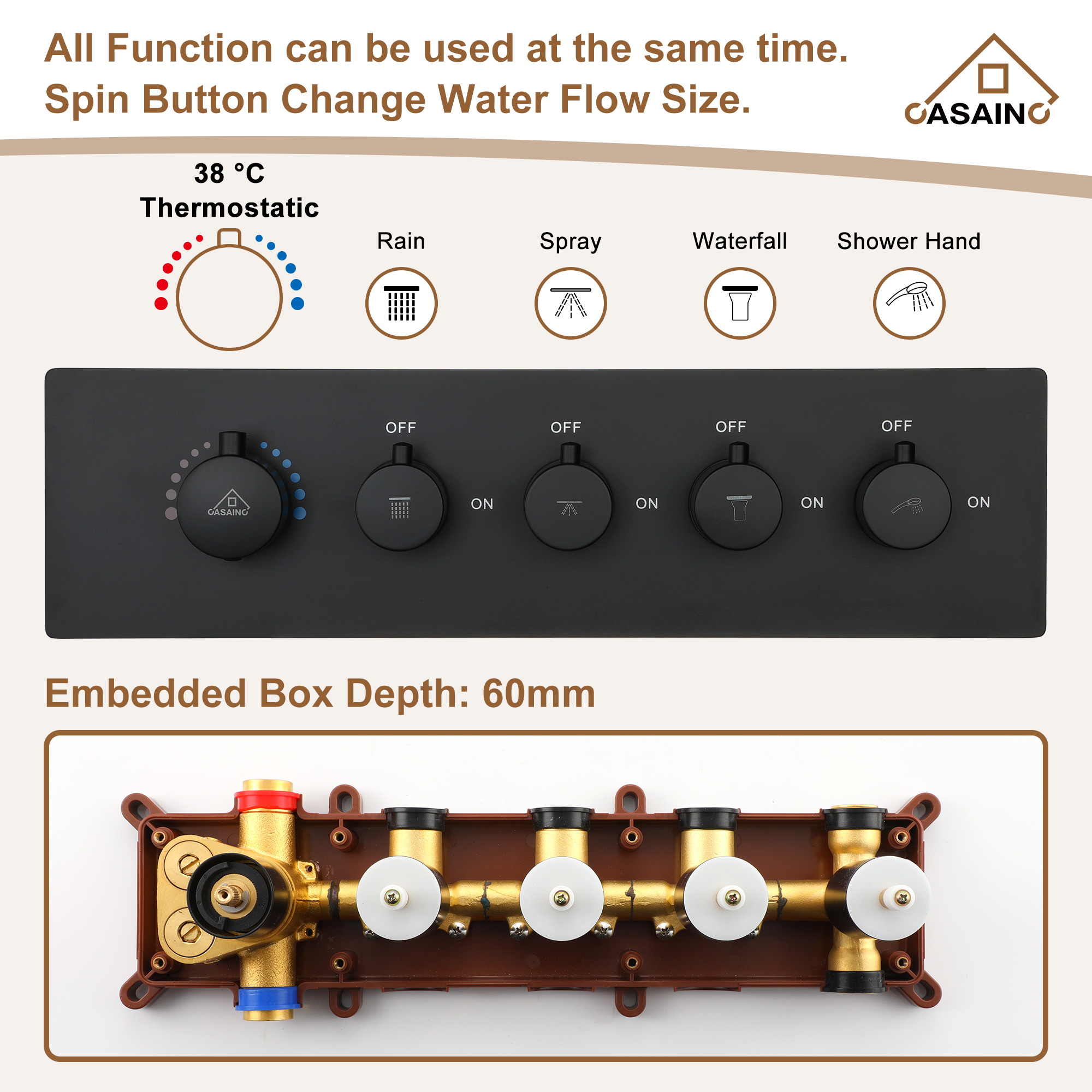 16" Luxury Shower System with Remote Control & 64 Color LED Lights