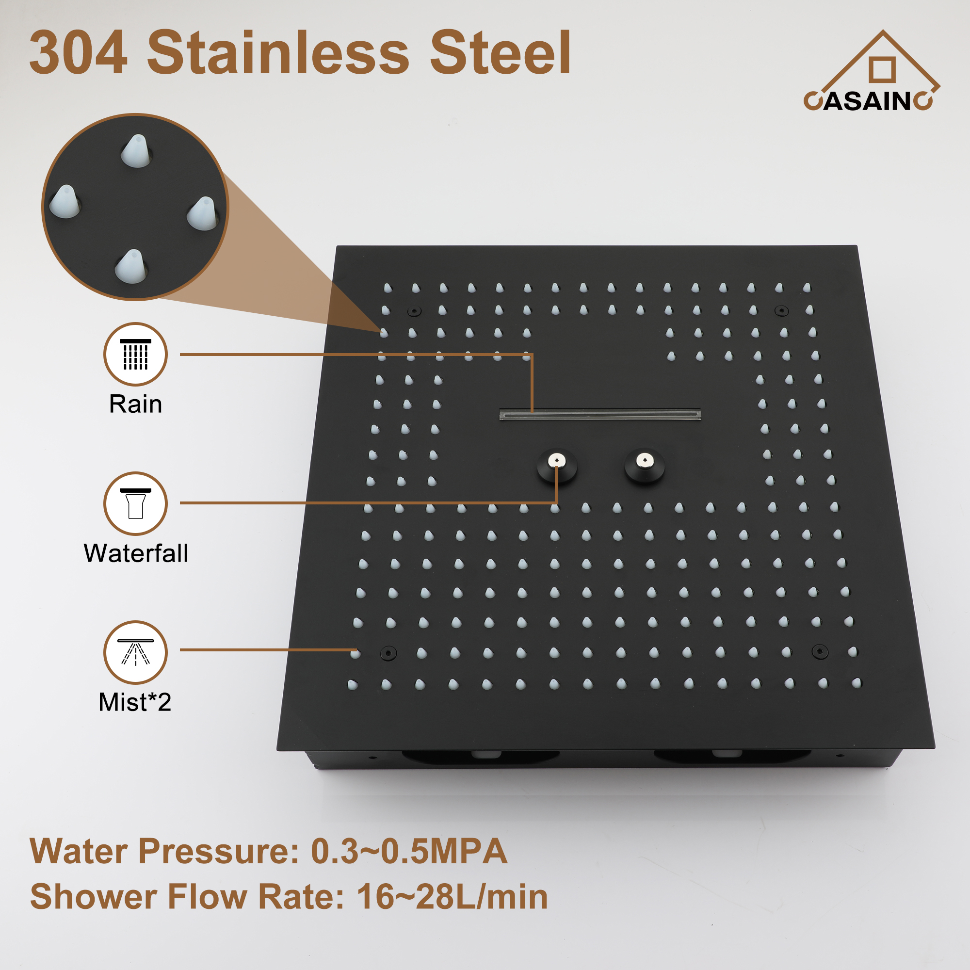 16" Luxury Shower System with Remote Control & 64 Color LED Lights