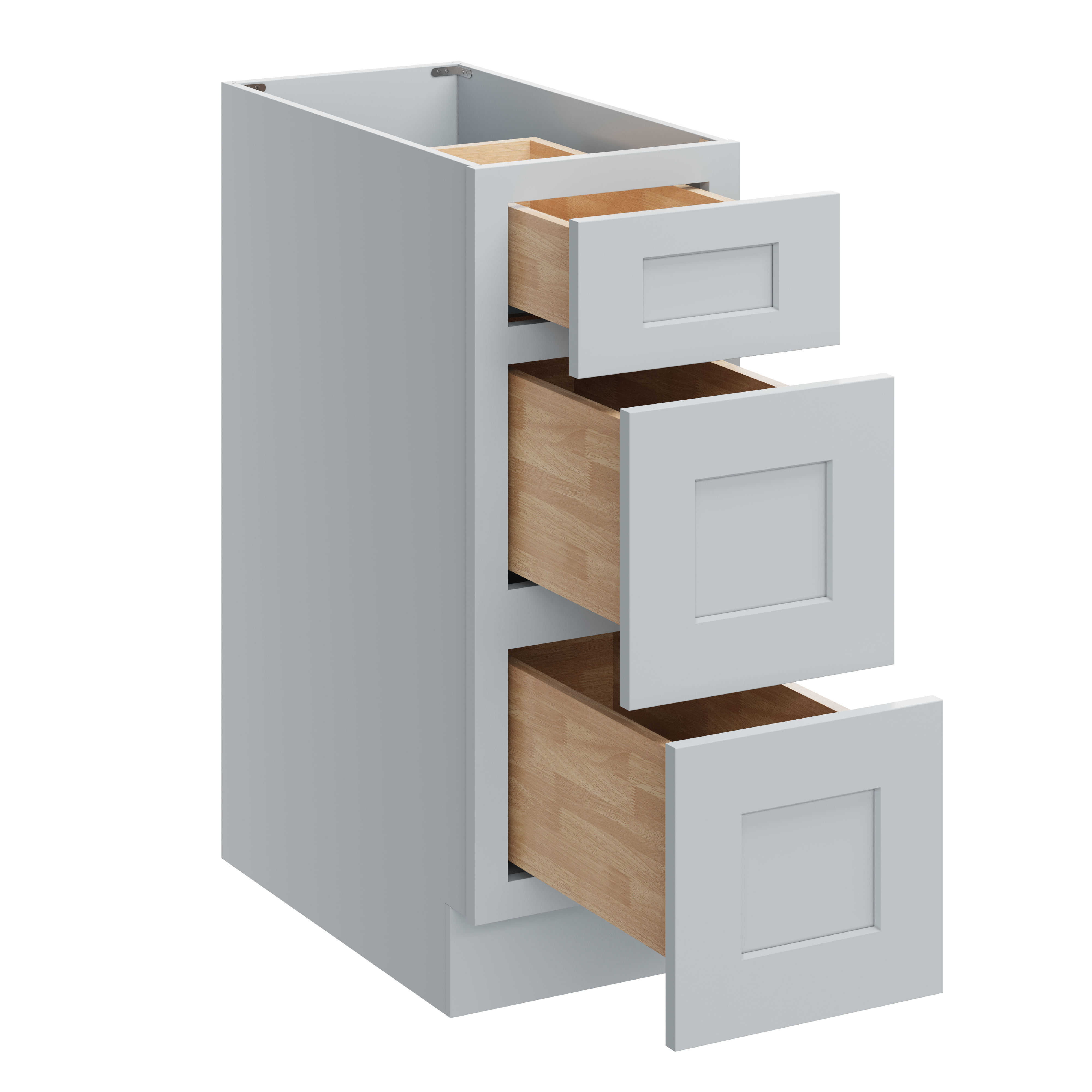 Dove Grey RTA 12"W x 24"D x 34.5"H Base Cabinet with 3 Drawers