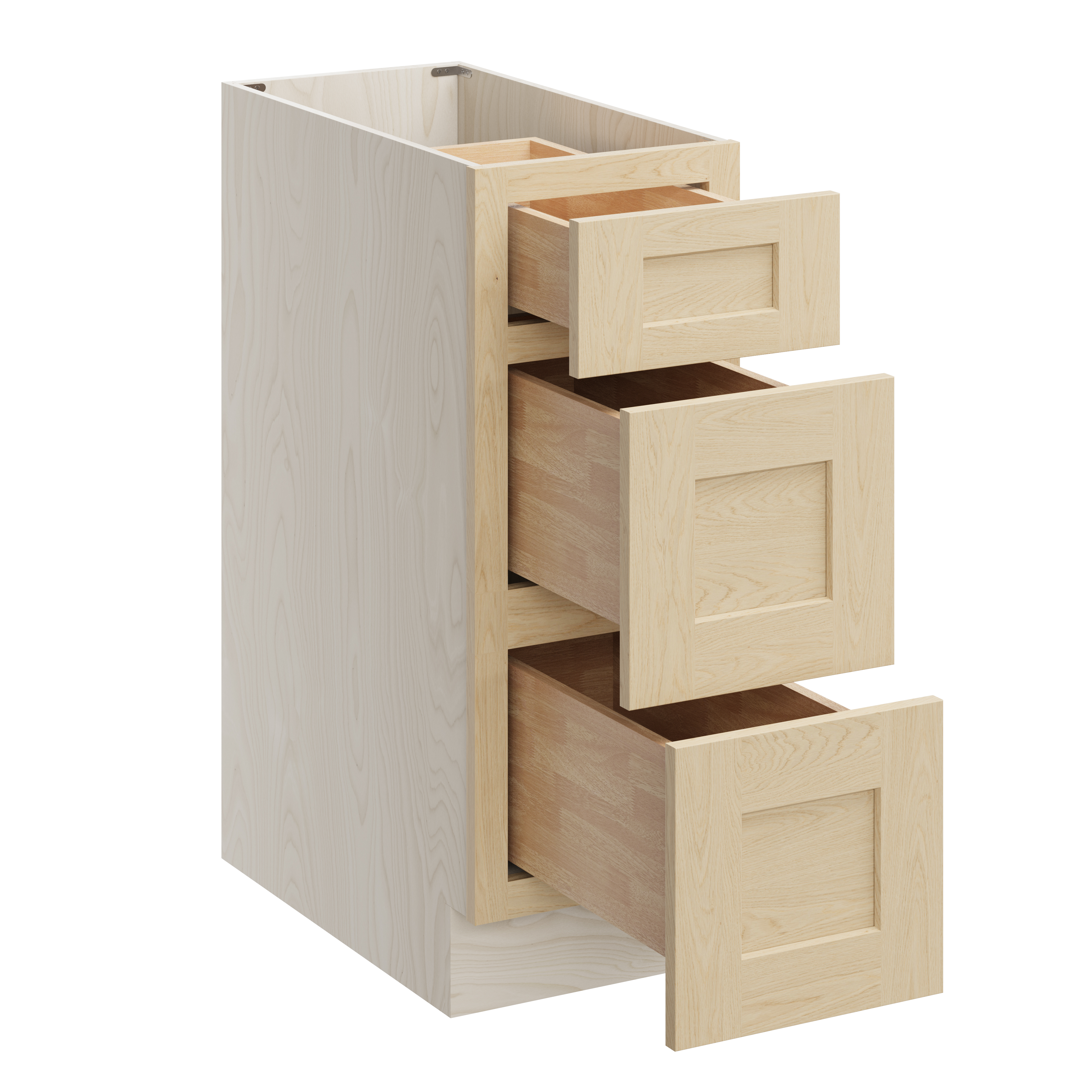 Versa Shaker RTA 12"W x 24"D x 34.5"H Base Cabinet with 3 Drawers