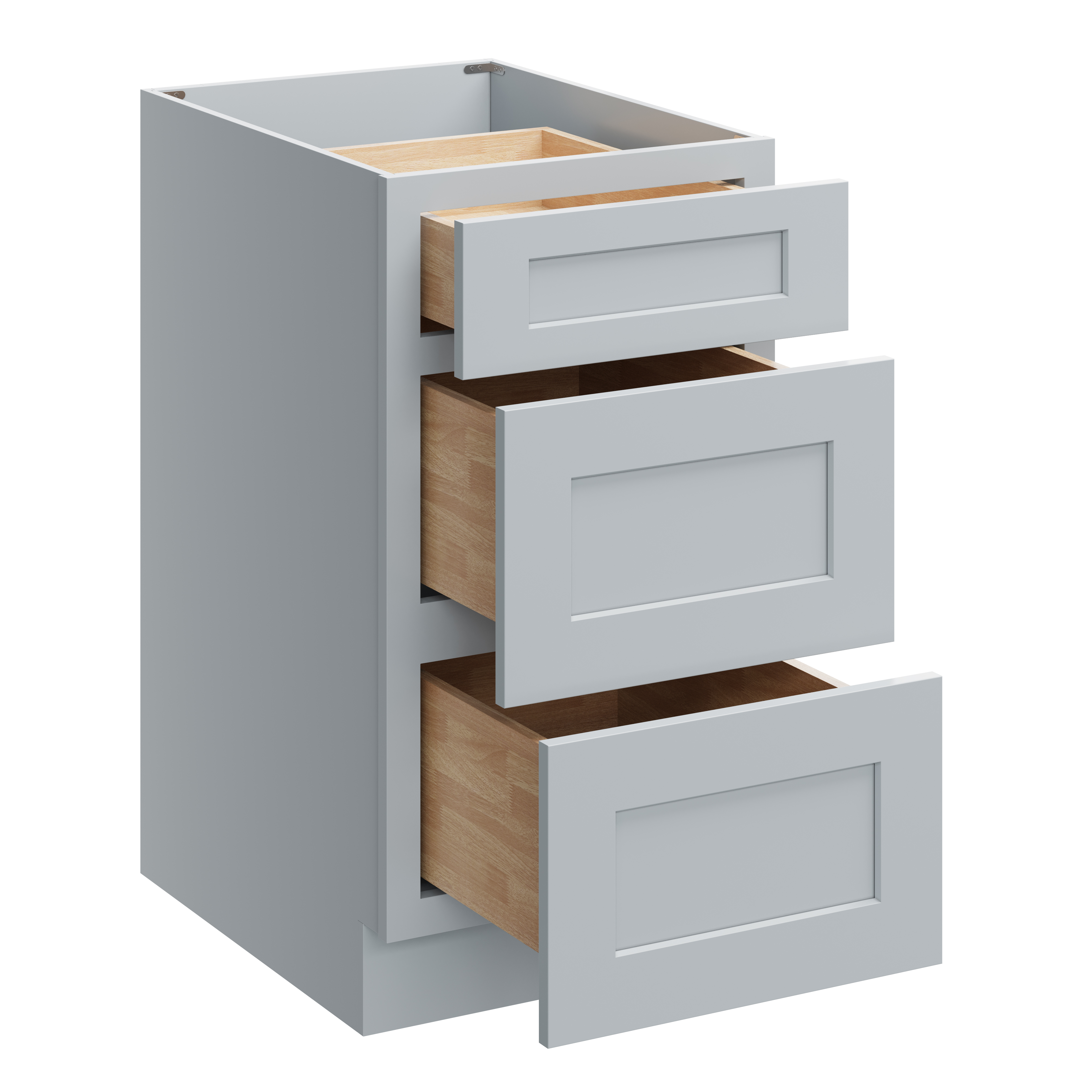 Dove Grey RTA 18"W x 24"D x 34.5"H Base Cabinet with 3 Drawers