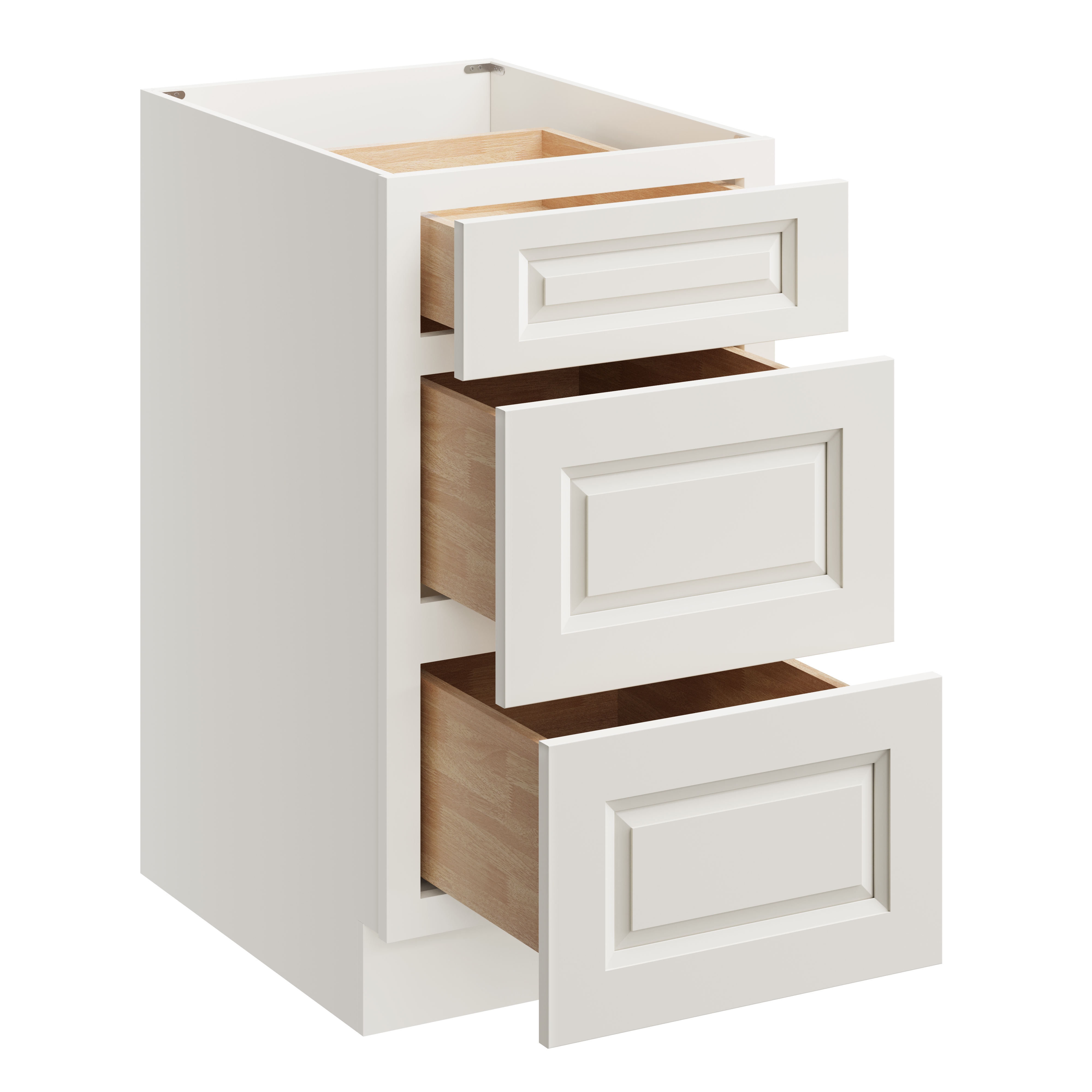 Glacier White RTA 18"W x 24"D x 34.5"H Base Cabinet with 3 Drawers