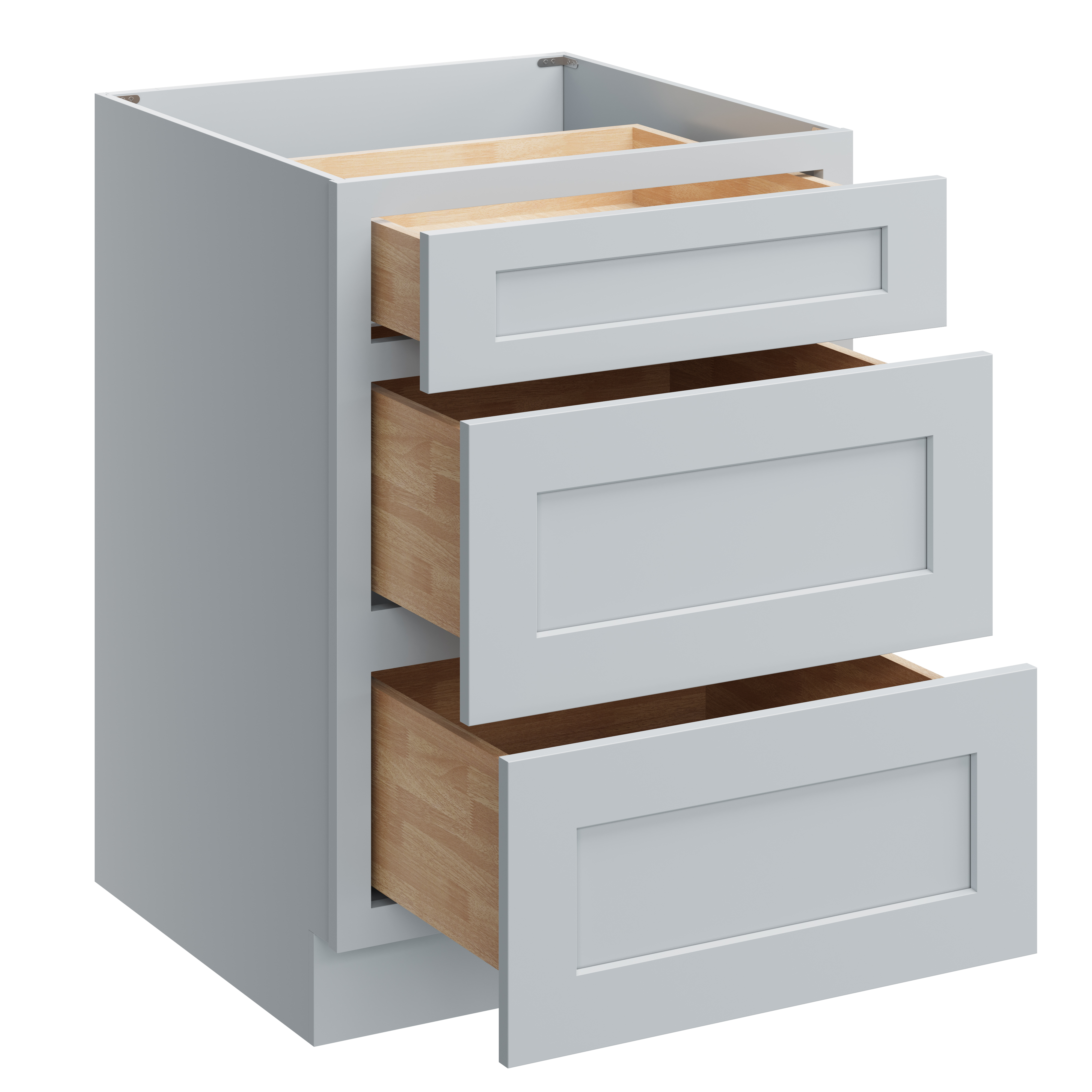 Dove Grey RTA 24"W x 24"D x 34.5"H Base Cabinet with 3 Drawers