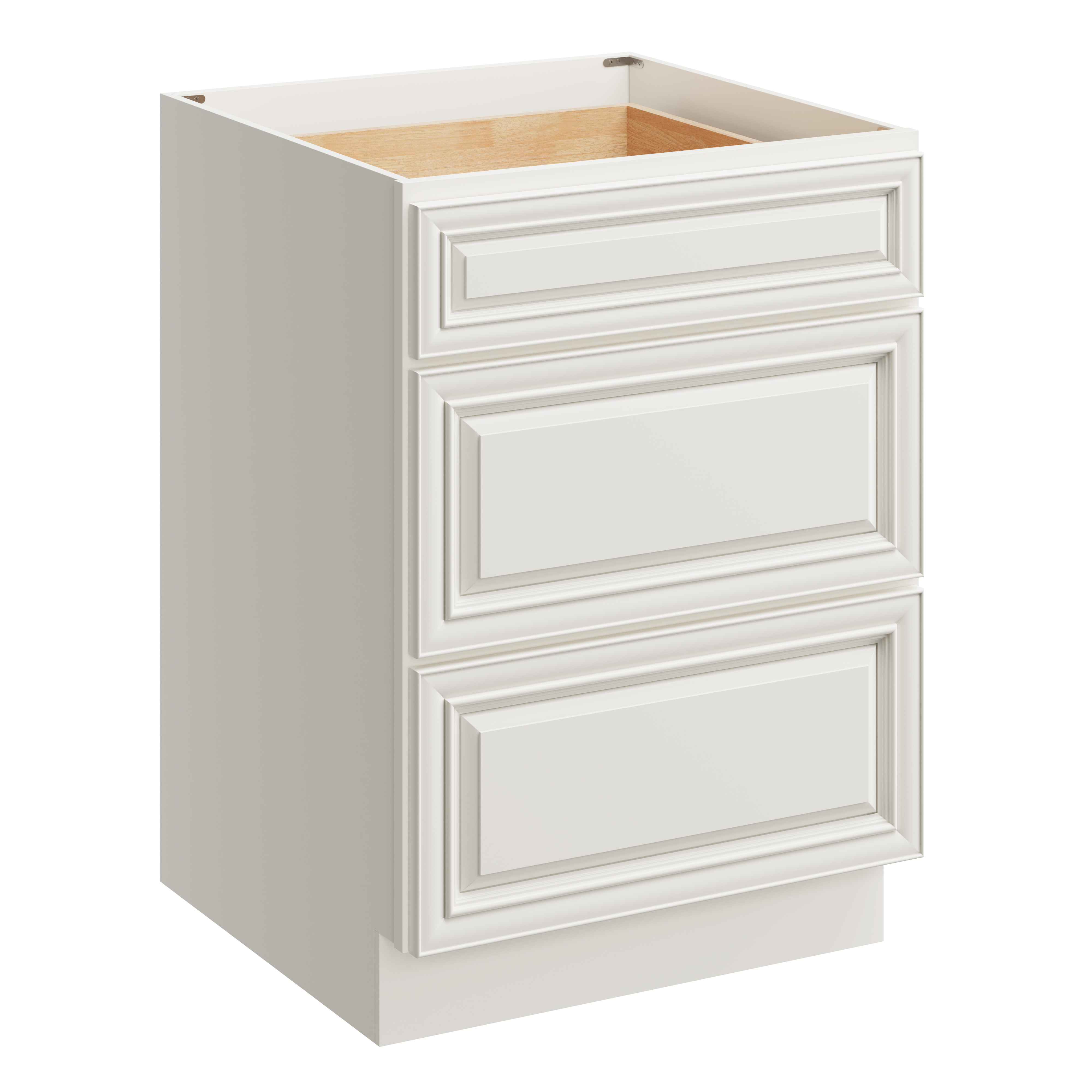 Pearl White RTA 24"W x 24"D x 34.5"H Base Cabinet with 3 Drawers