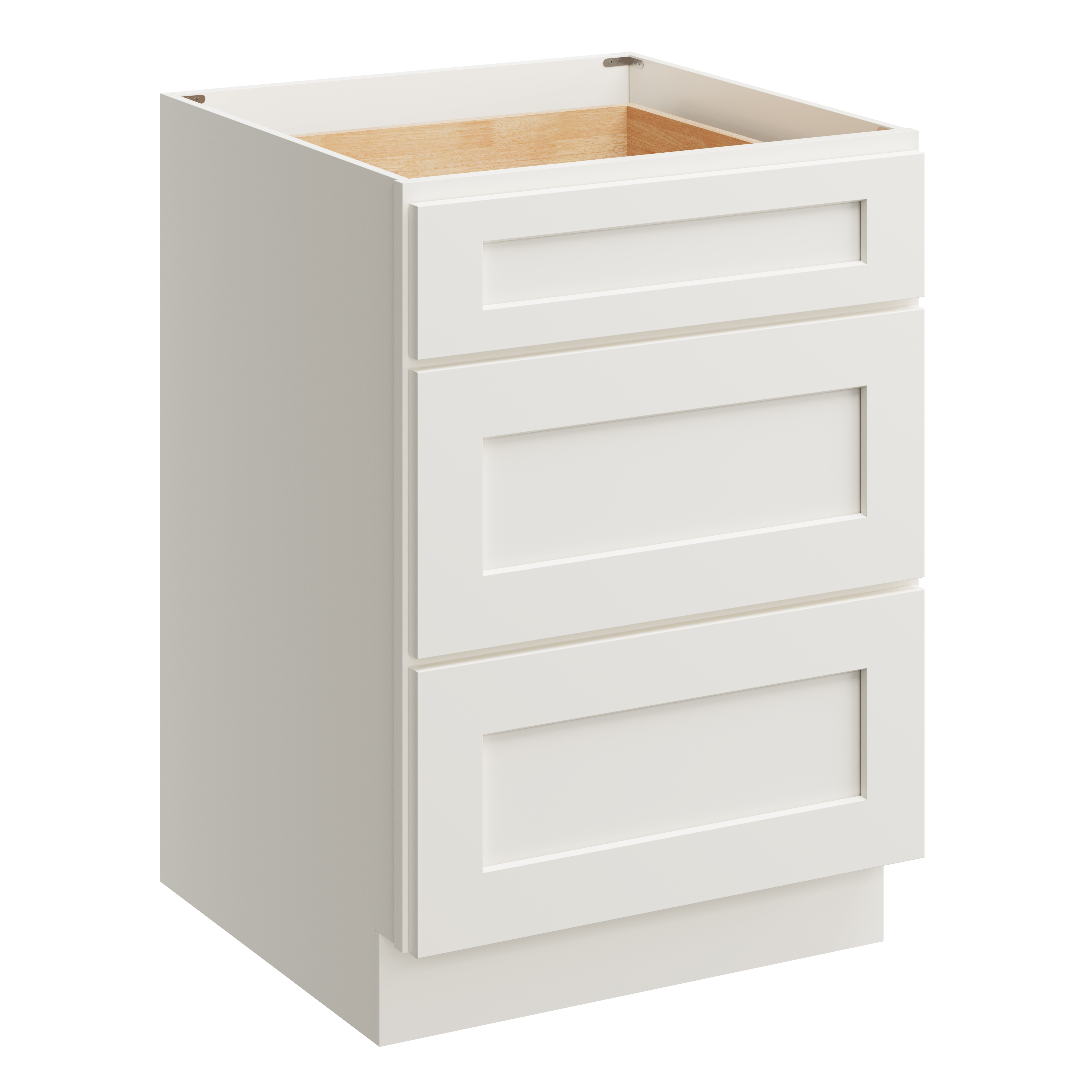 White Shaker RTA 24"W x 24"D x 34.5"H Base Cabinet with 3 Drawers