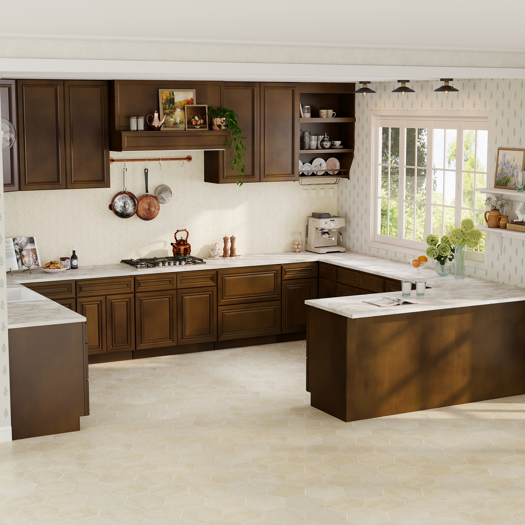 Dark Caramel RTA 24"W x 24"D x 34.5"H Base Cabinet with 1 Drawer and 2 Doors