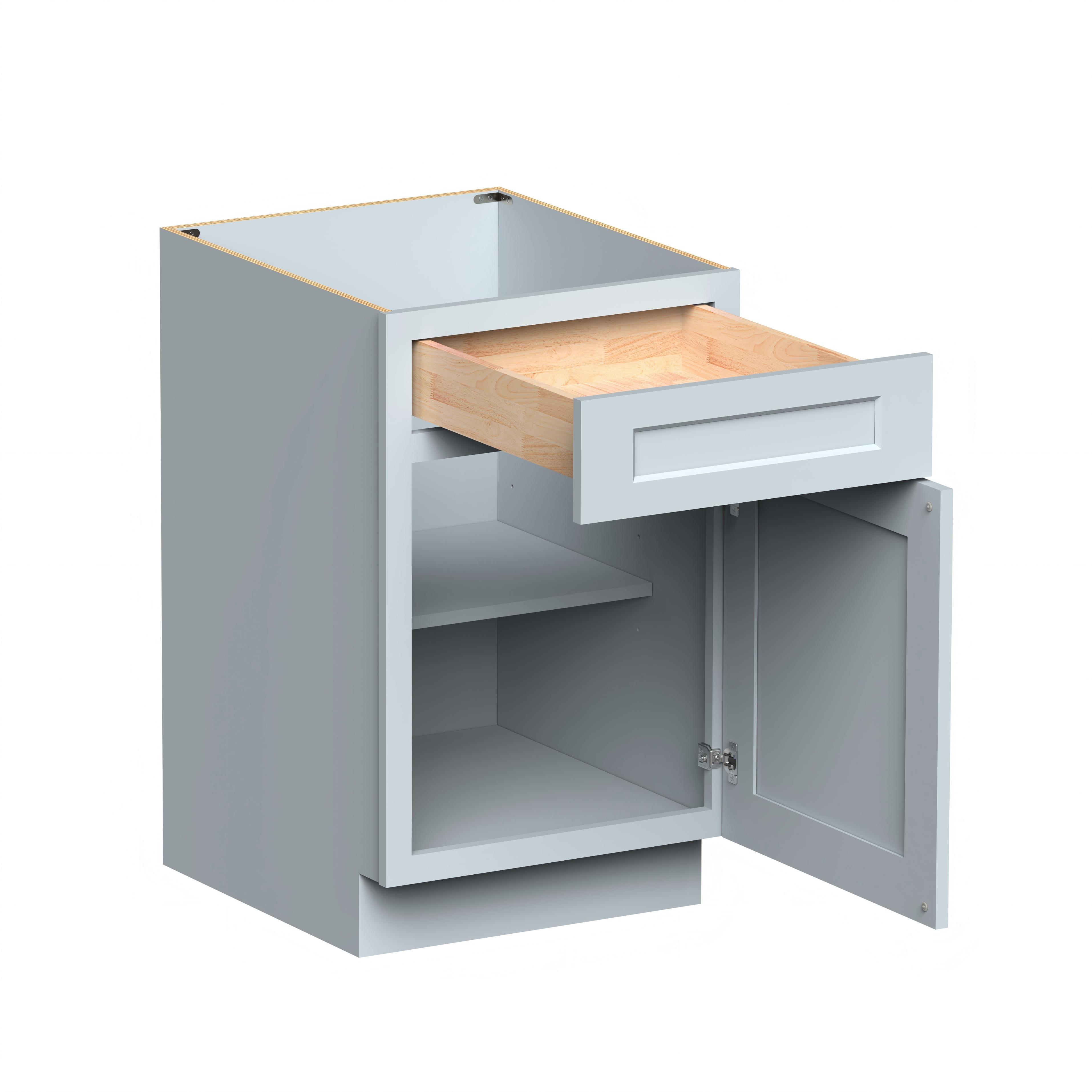 Dove Grey RTA 21"W x 24"D x 34.5"H Base Cabinet with 1 Drawer and 1 Door