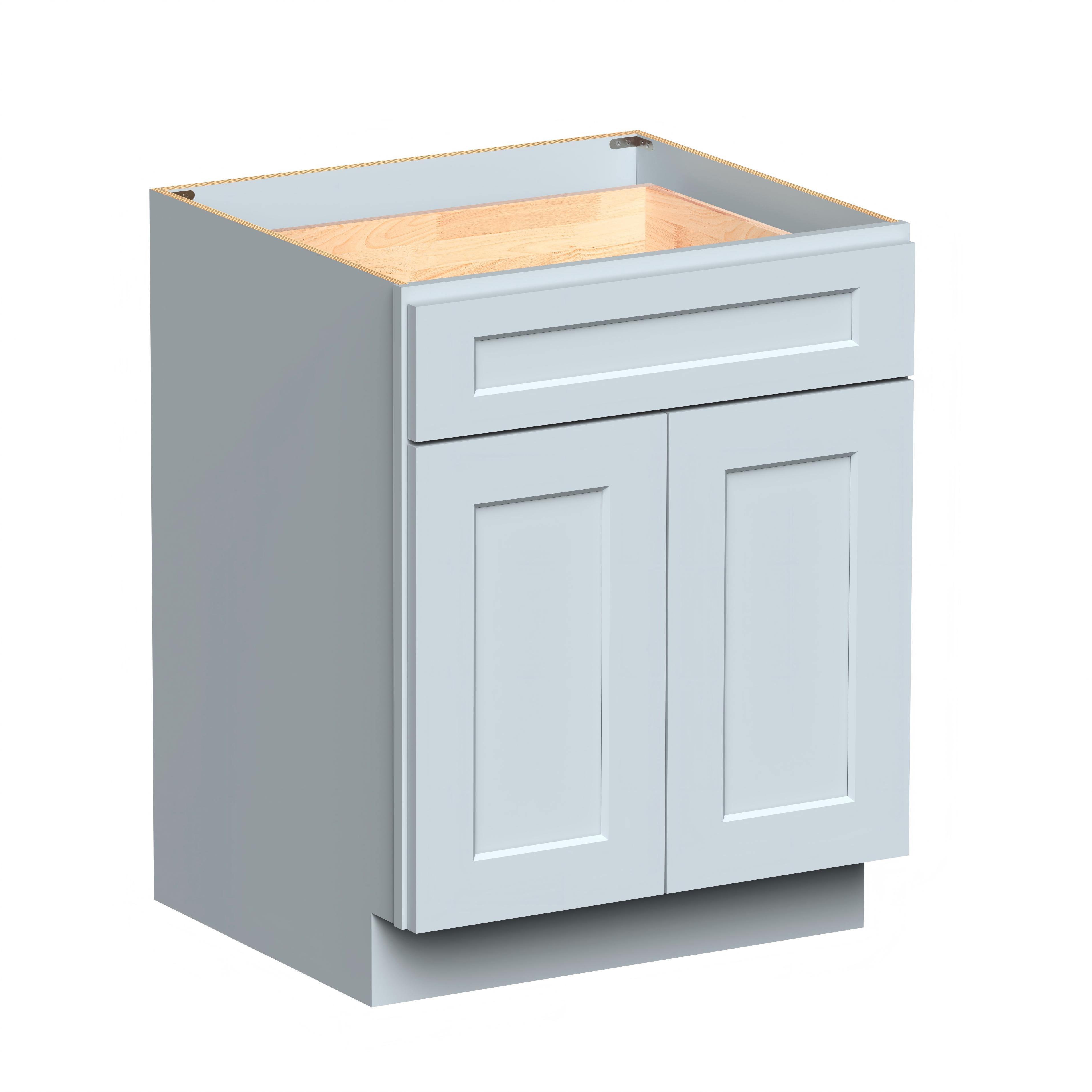 Dove Grey RTA 27"W x 24"D x 34.5"H Base Cabinet with 1 Drawer and 2 Doors