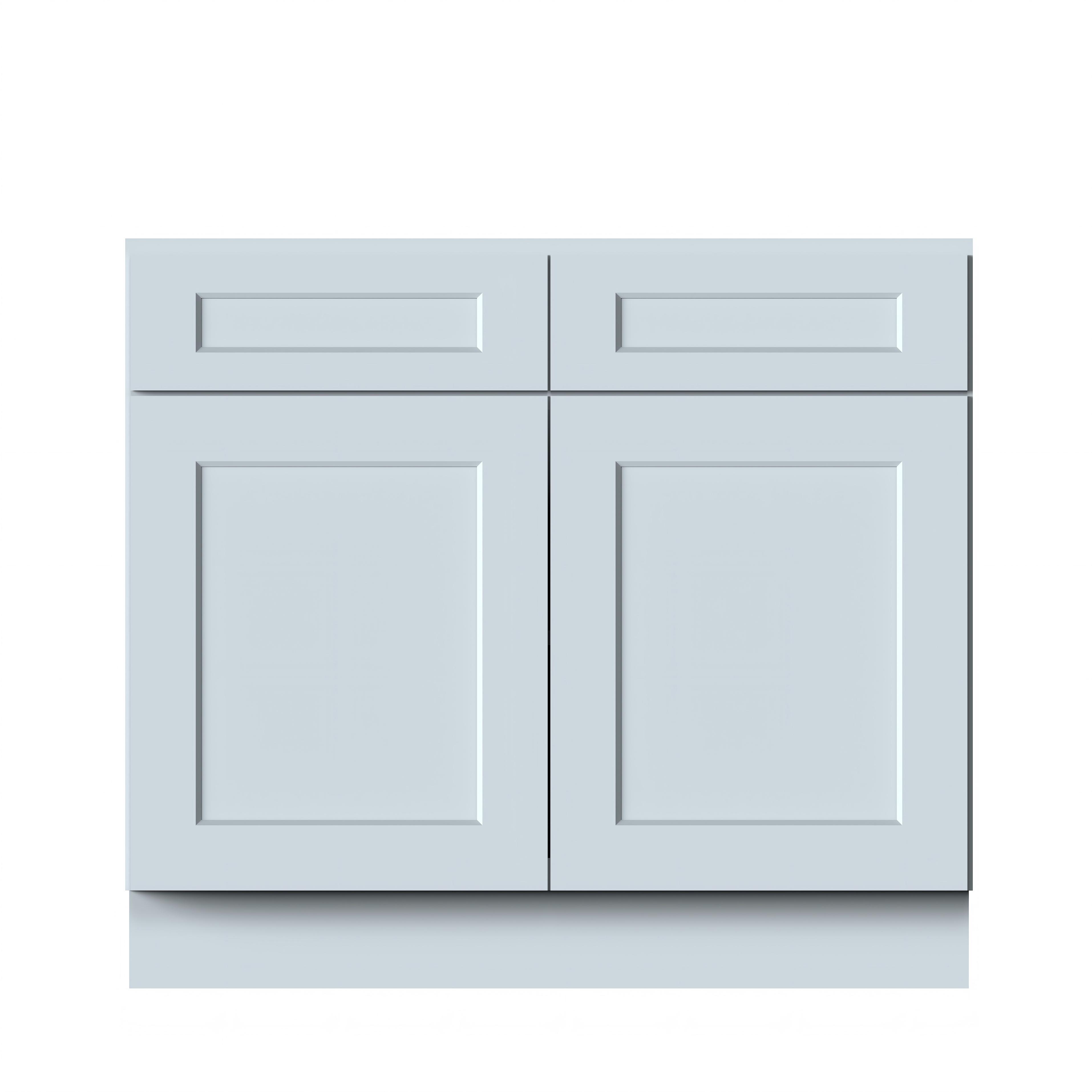 Dove Grey RTA 39"W x 24"D x 34.5"H Base Cabinet with 2 Drawers and 2 Doors