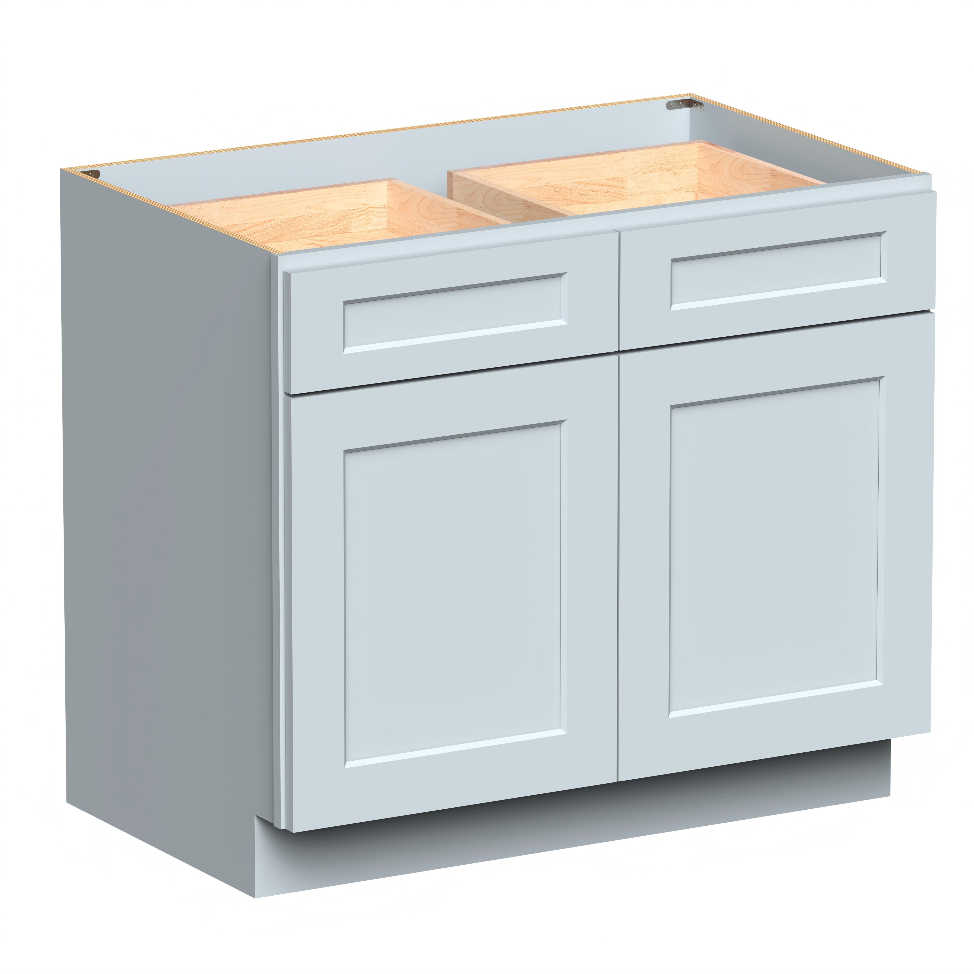 Dove Grey RTA 39"W x 24"D x 34.5"H Base Cabinet with 2 Drawers and 2 Doors