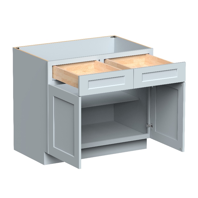 Dove Grey RTA 39"W x 24"D x 34.5"H Base Cabinet with 2 Drawers and 2 Doors