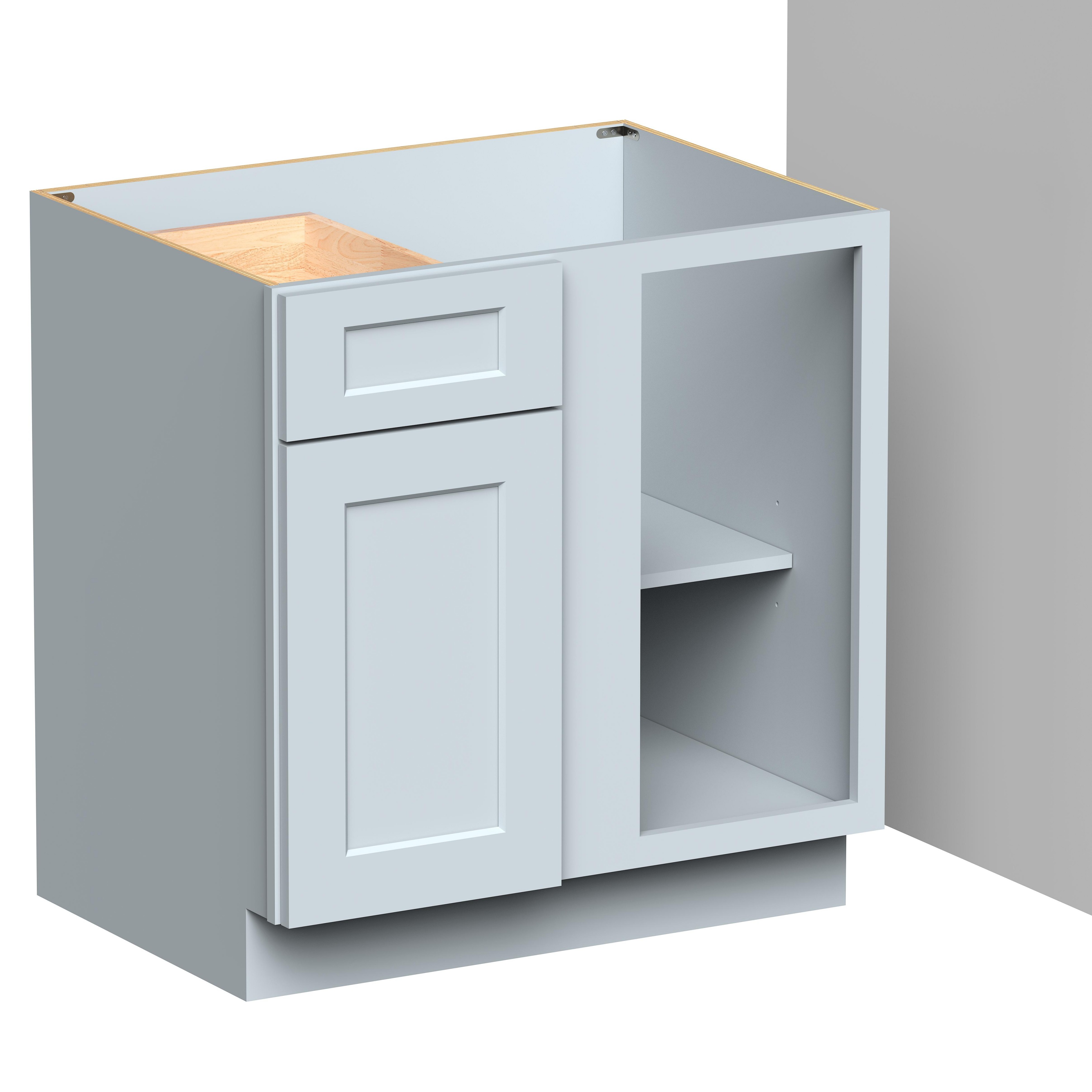 33"W x 24"D x 34.5"H Plywood Blind Corner Base Kitchen Cabinet with Drawer Ready to Assemble