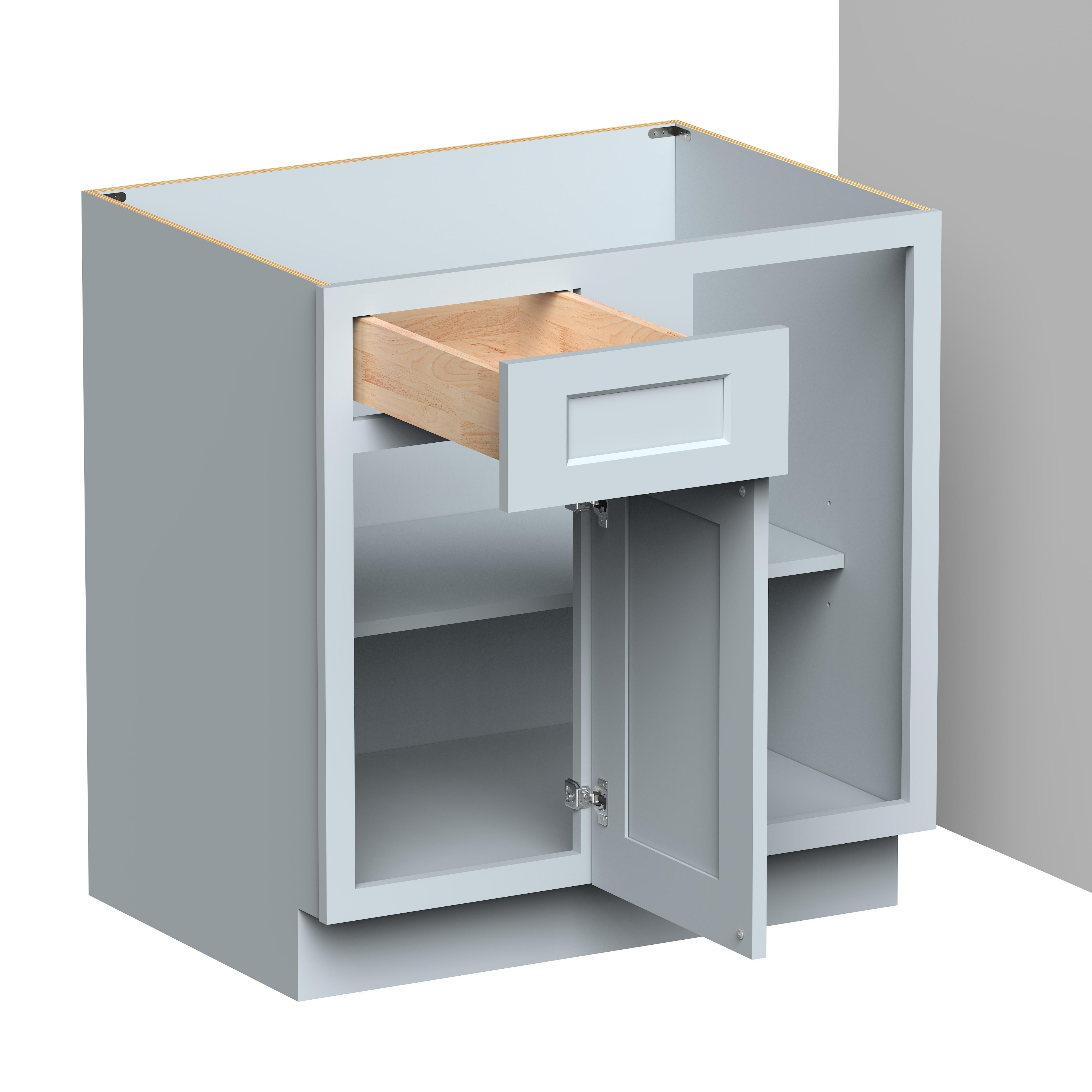 33"W x 24"D x 34.5"H Plywood Blind Corner Base Kitchen Cabinet with Drawer Ready to Assemble