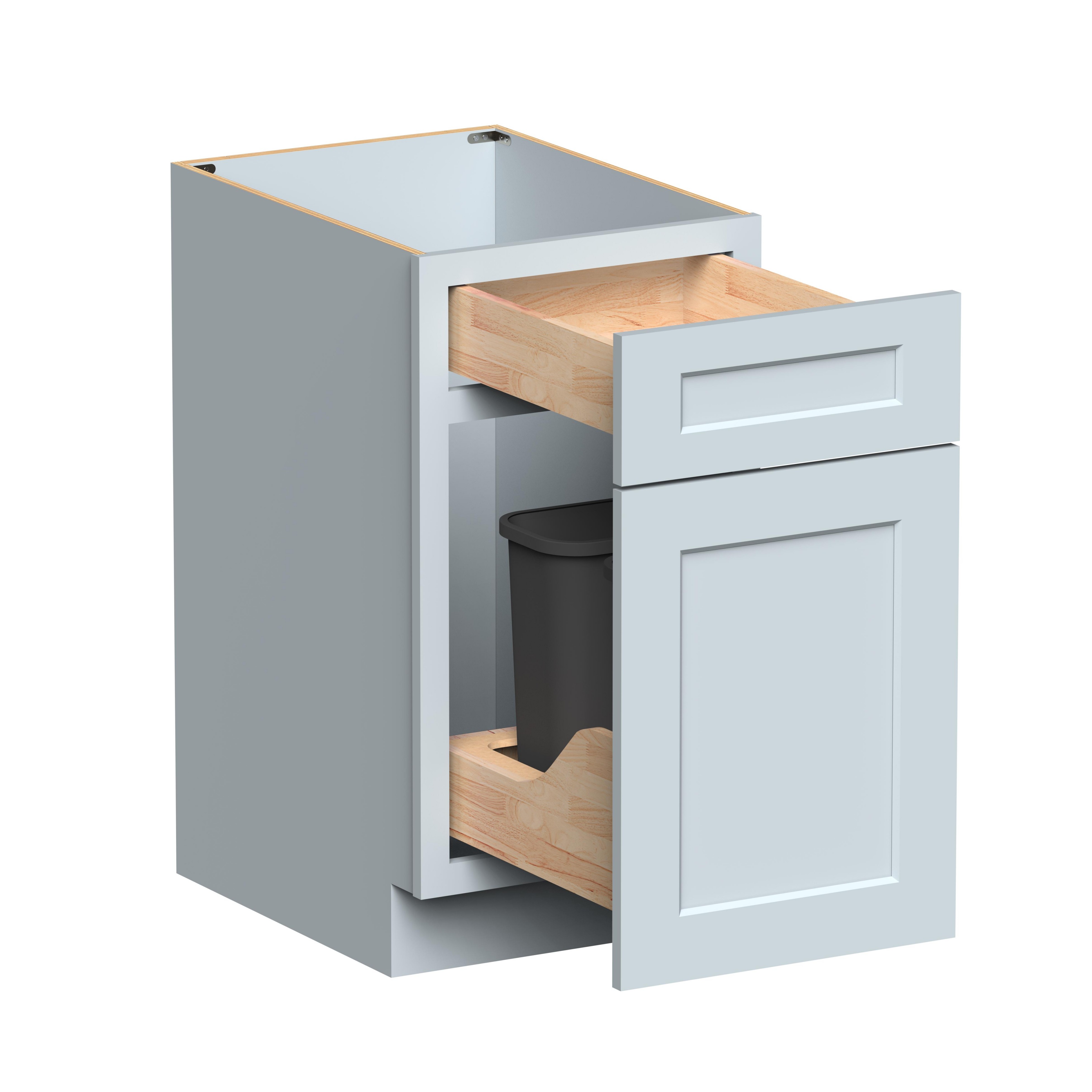 18"W x 24"D x 34.5"H Plywood Waste Basket Kitchen Base with 2 Drawers Ready to Assemble