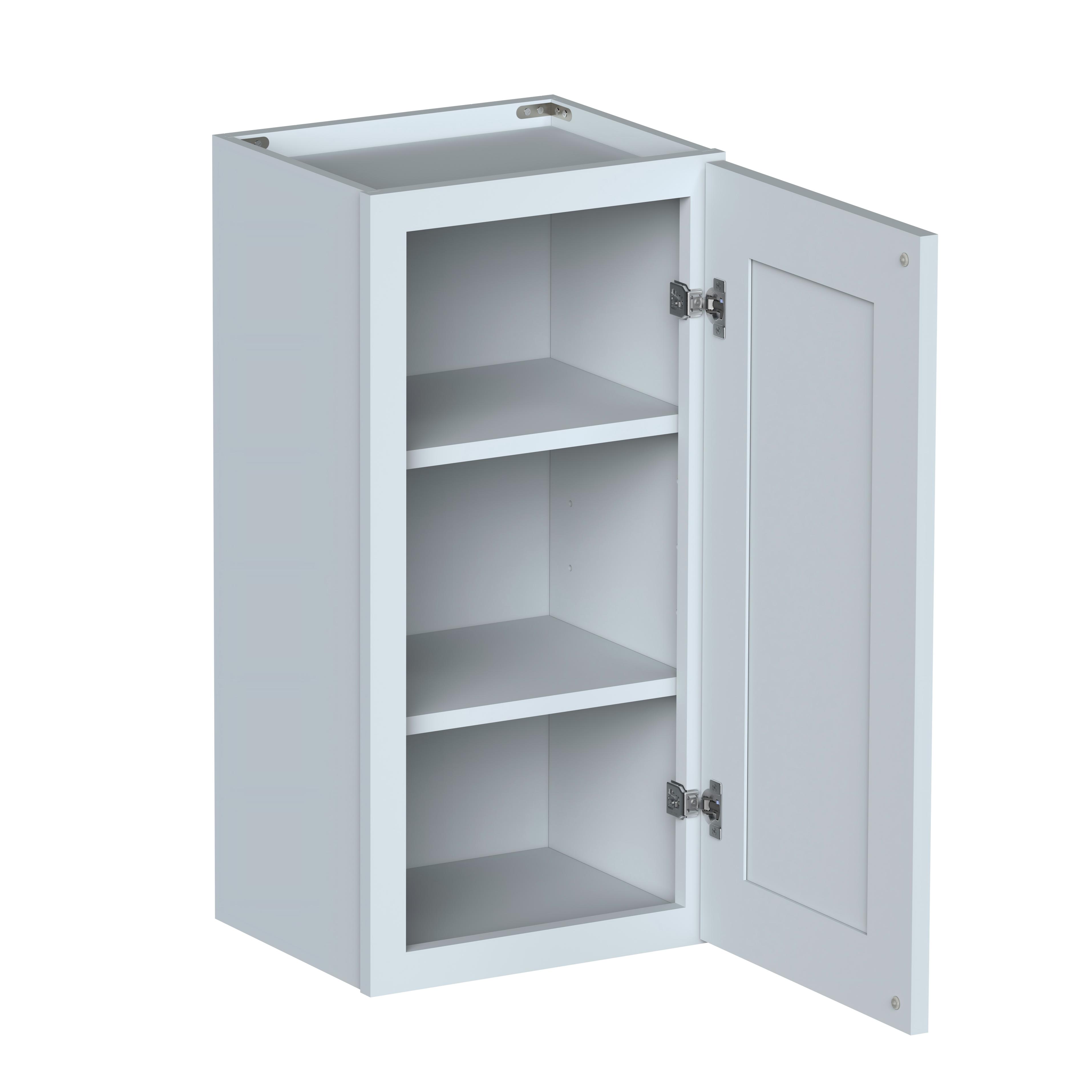 Dove Grey RTA 15"W x 12"D x 30"H Standard Wall Cabinet with 1 Door and 2 Shelves