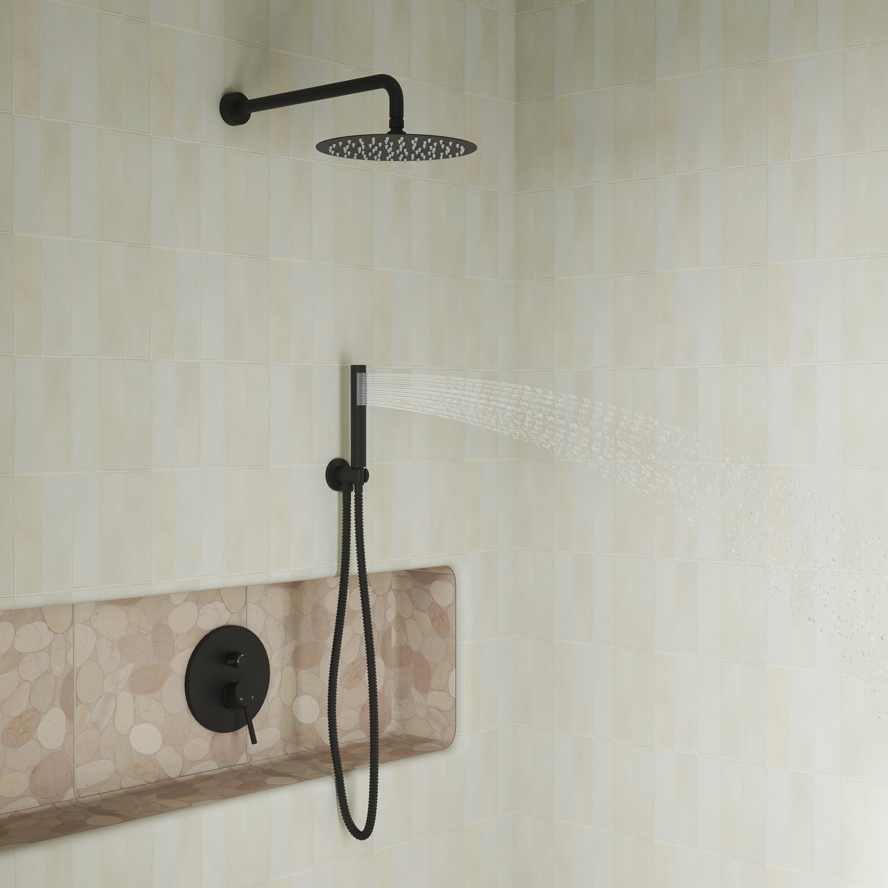 10" Wall Mount Water Saving Rain Shower Head System with Handheld