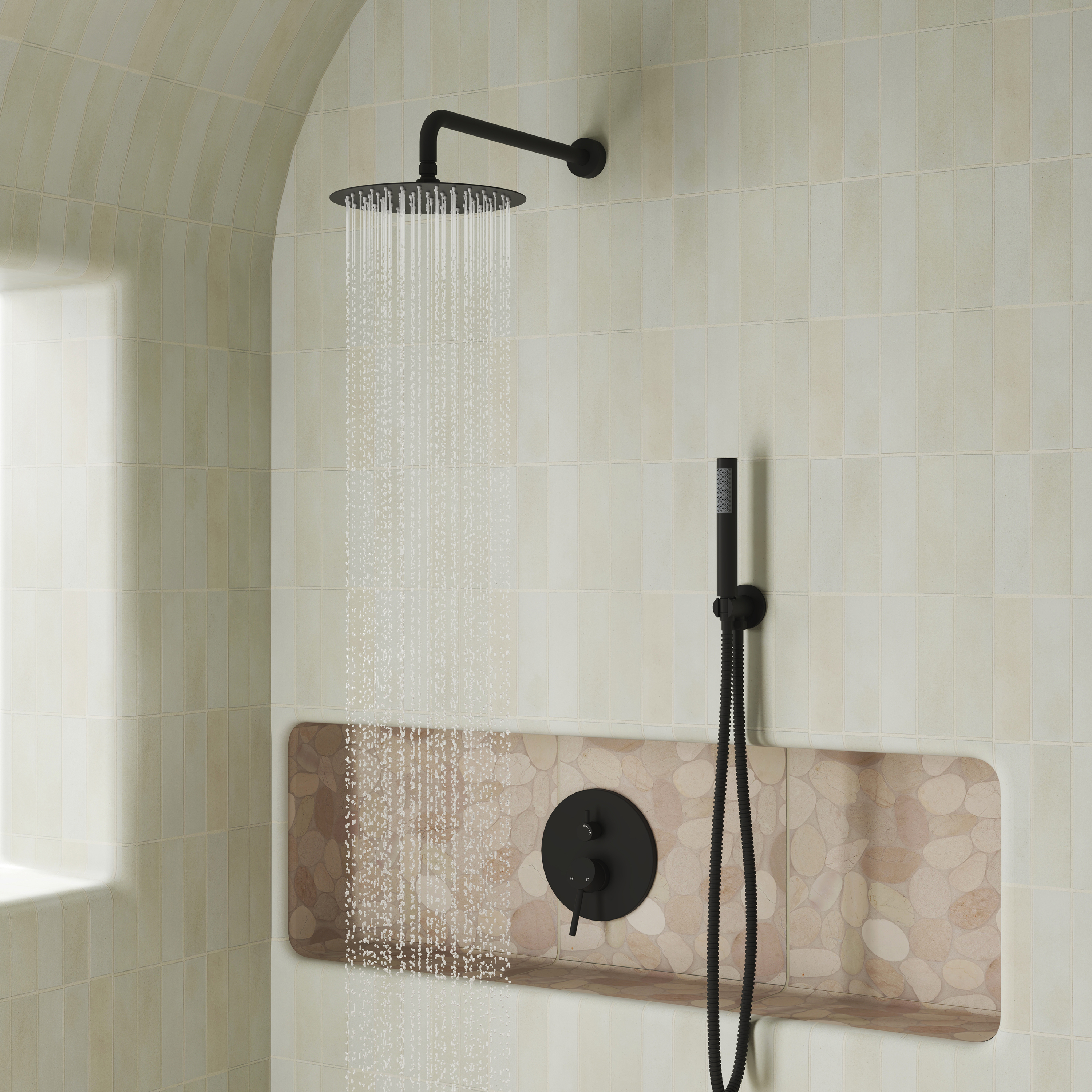 10" Wall Mount Water Saving Rain Shower Head System with Handheld