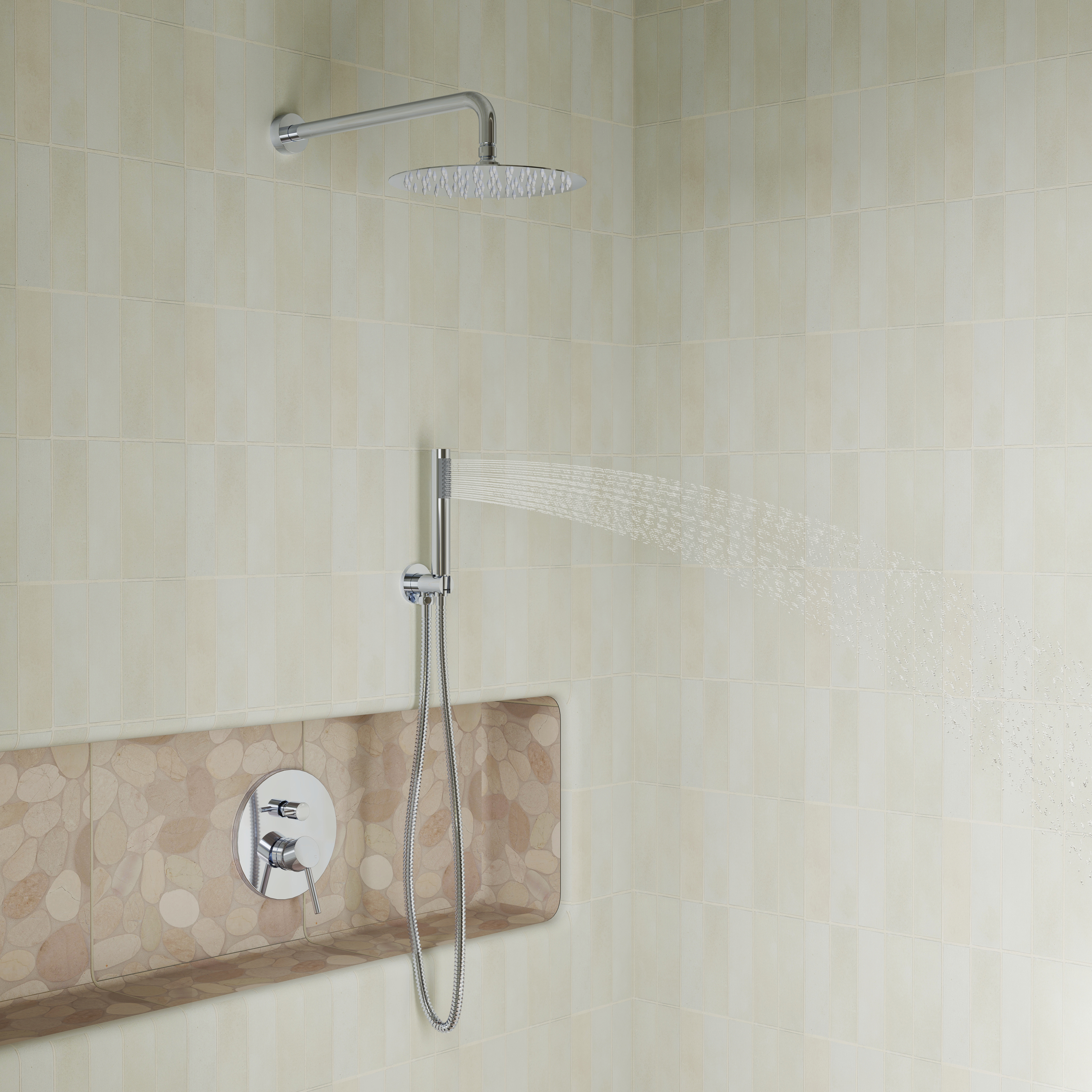 10" Wall Mount Water Saving Rain Shower Head System with Handheld