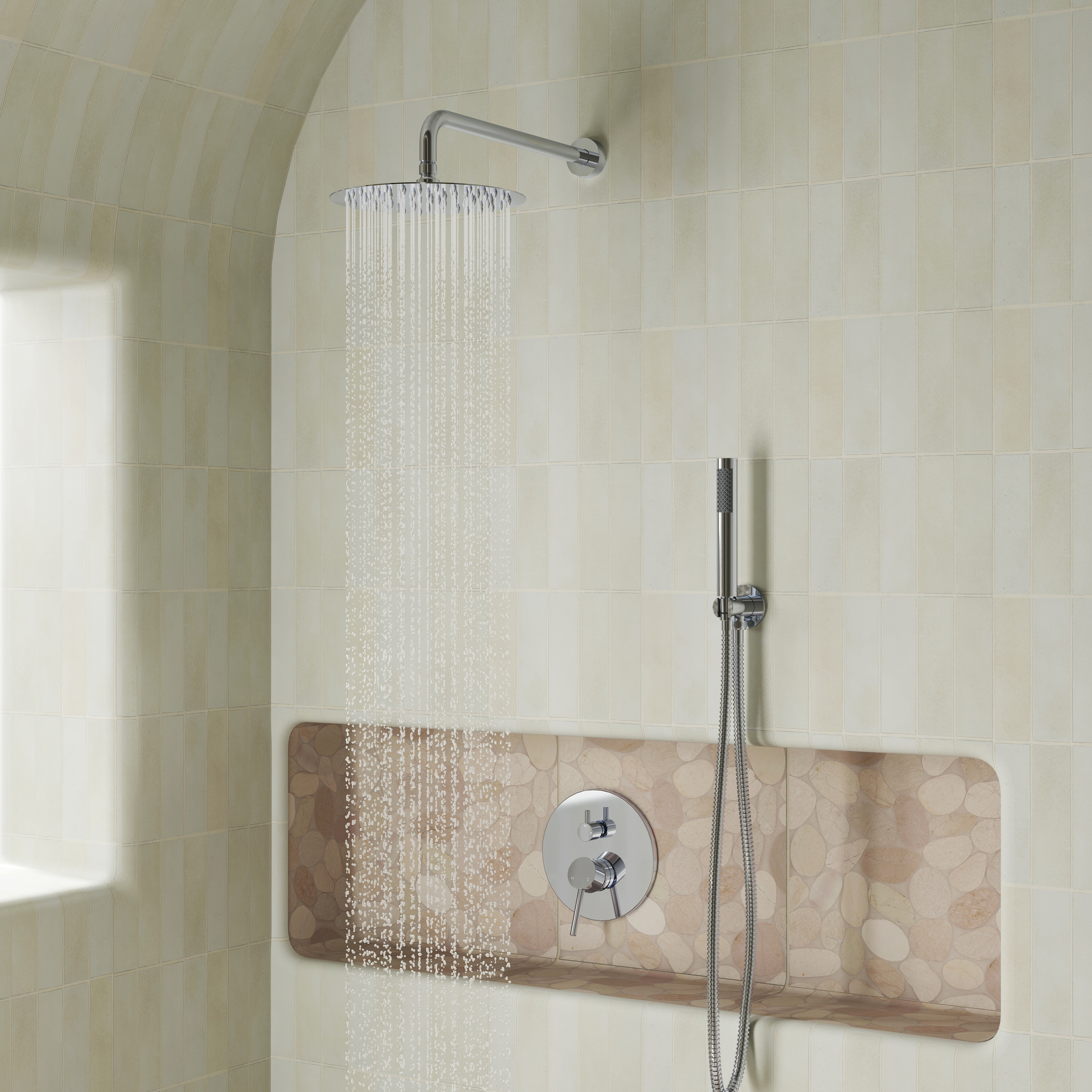 10" Wall Mount Water Saving Rain Shower Head System with Handheld