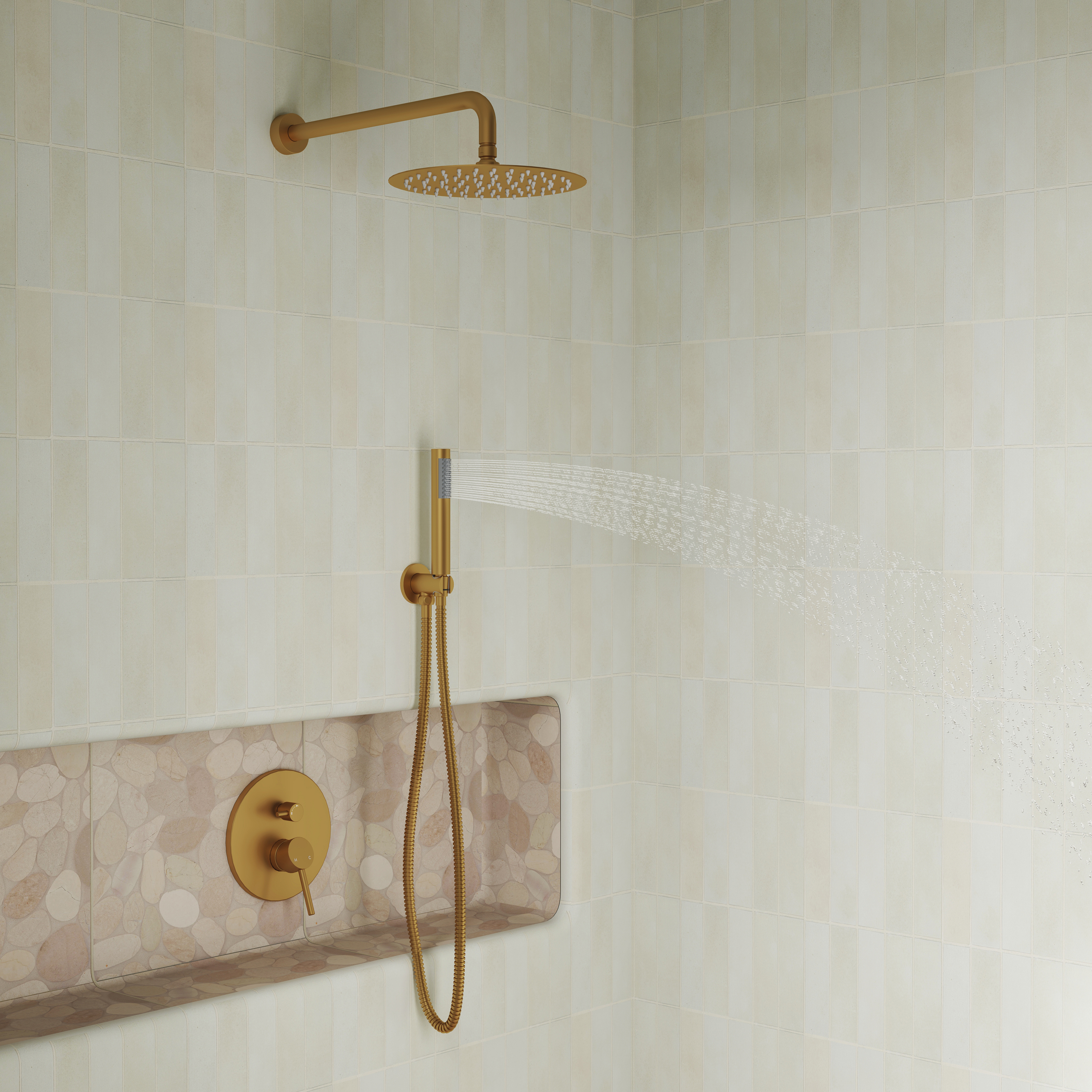 10" Wall Mount Water Saving Rain Shower Head System with Handheld