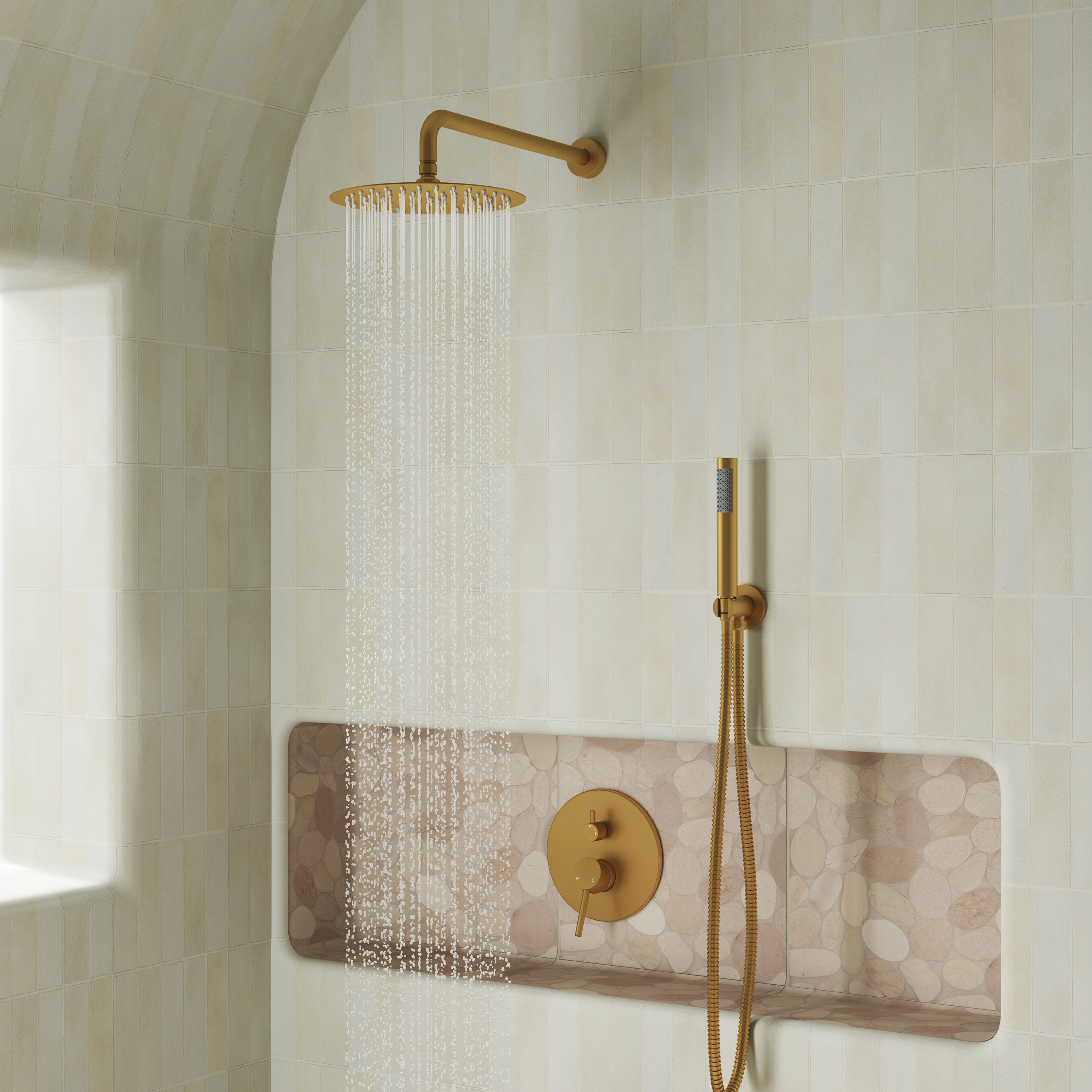 10" Wall Mount Water Saving Rain Shower Head System with Handheld