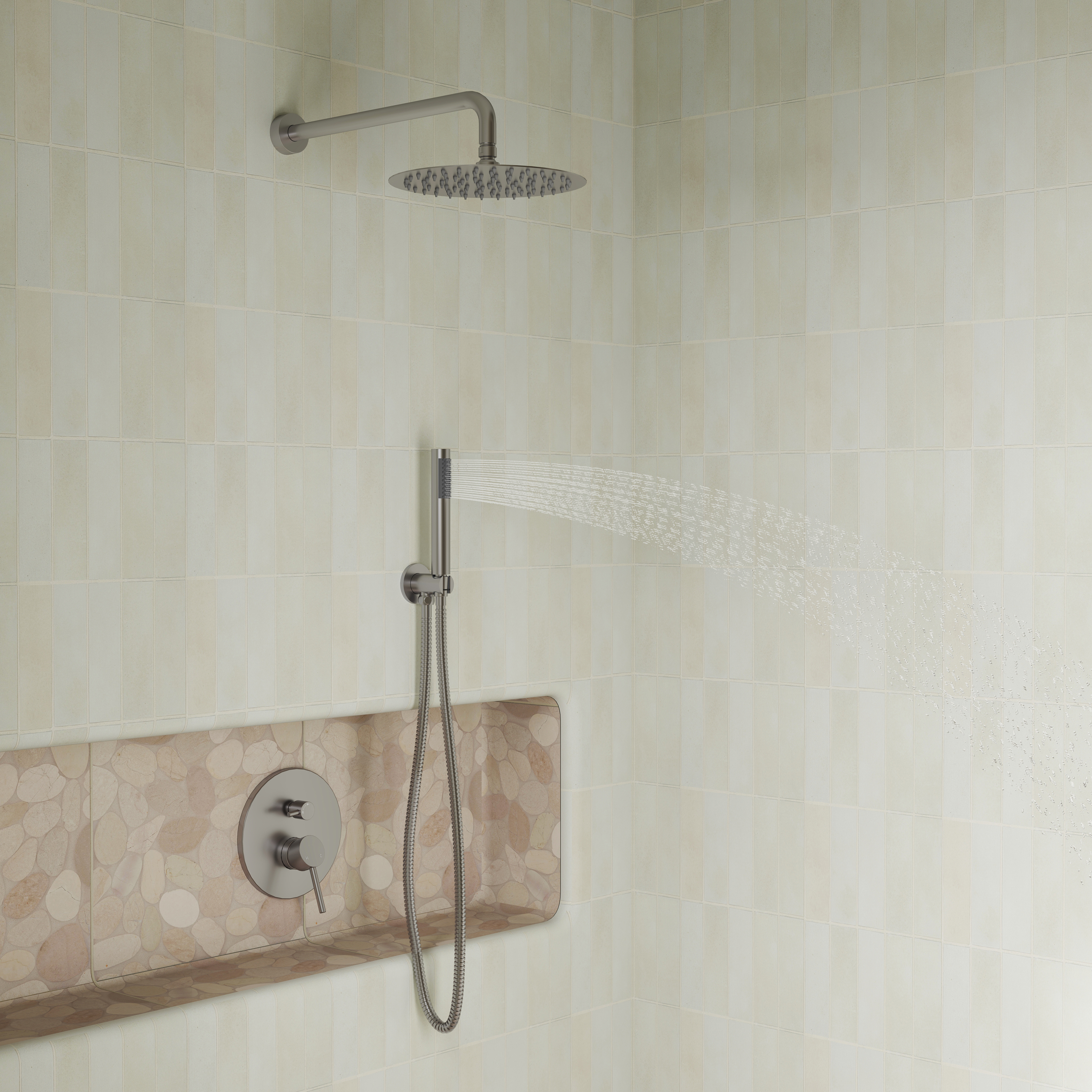 10" Wall Mount Water Saving Rain Shower Head System with Handheld