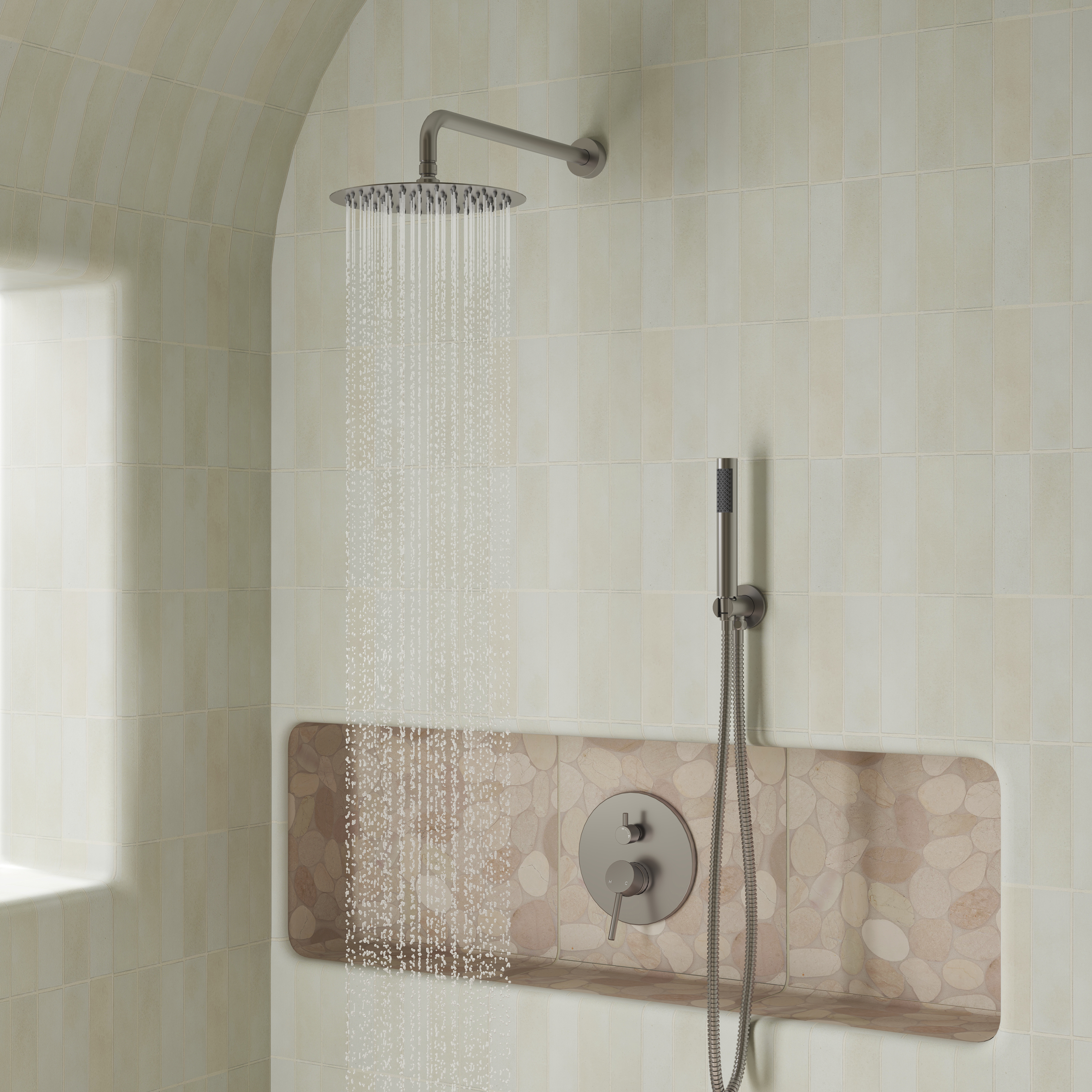 10" Wall Mount Water Saving Rain Shower Head System with Handheld