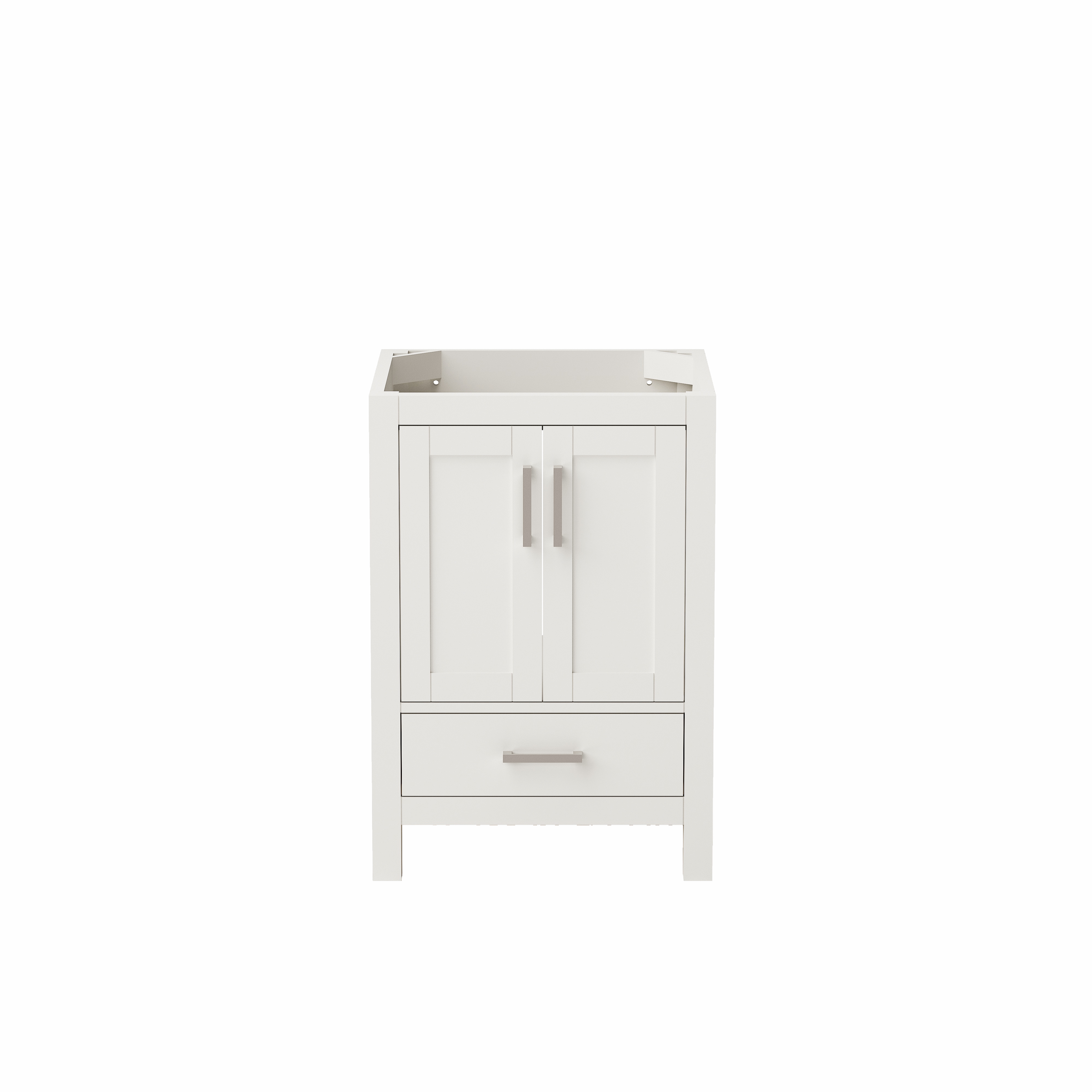 24" Freestanding Single Sink Bathroom Vanity with Solid Wood Frame & Engineered Stone Top