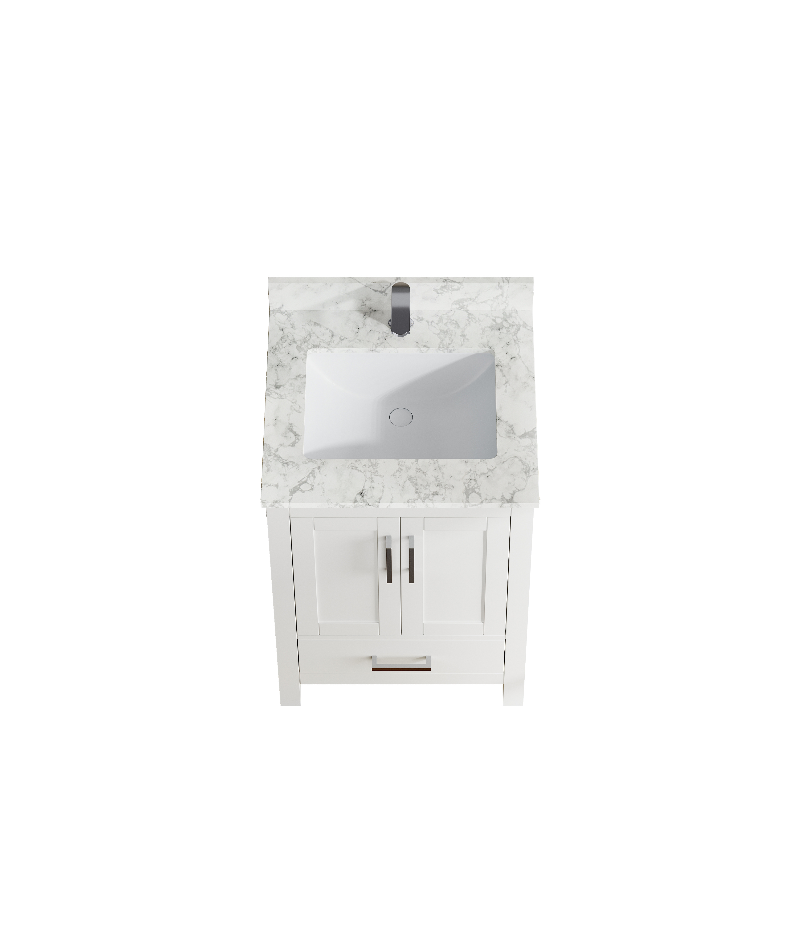 24" Freestanding Single Sink Bathroom Vanity with Solid Wood Frame & Engineered Stone Top