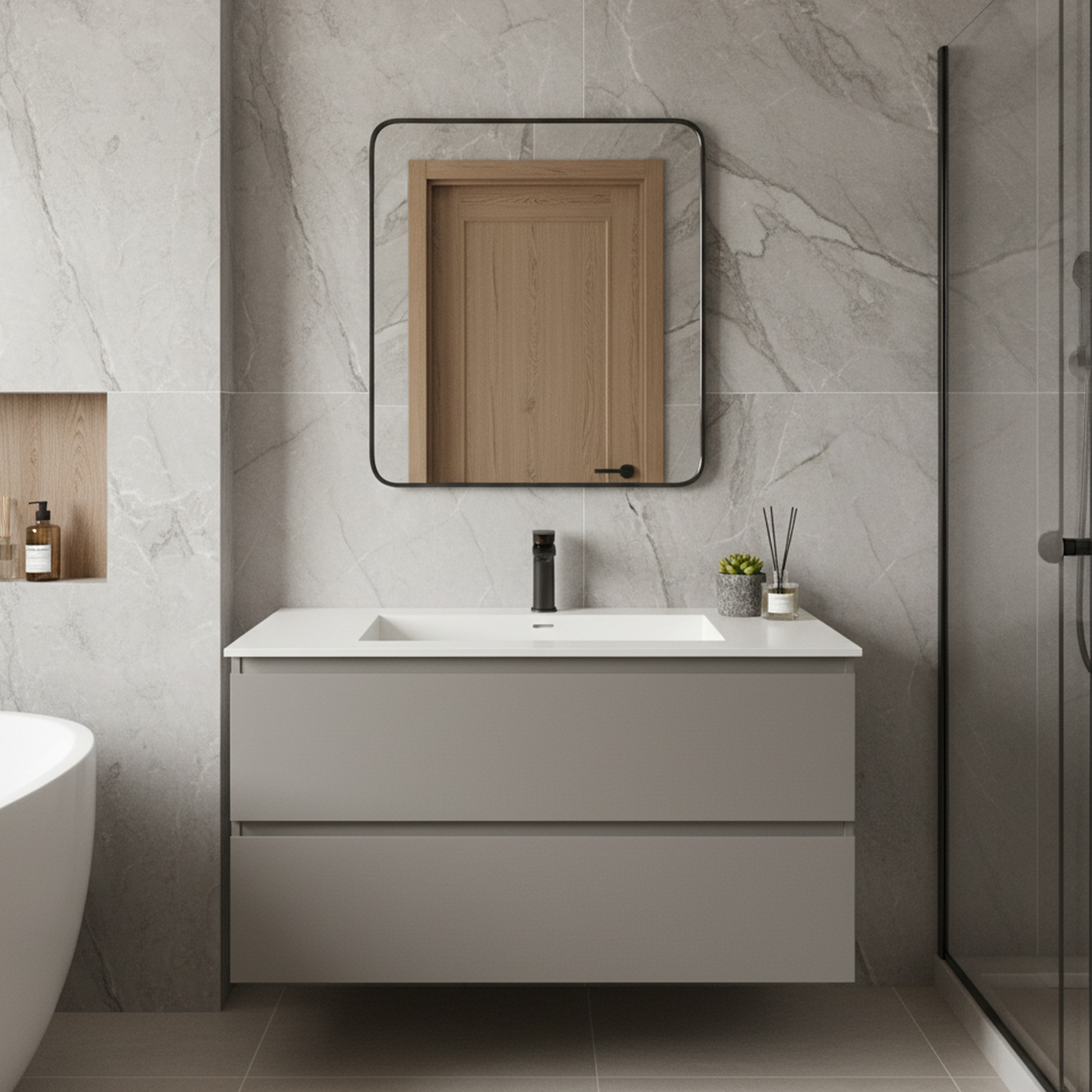 39.37" Bathroom Vanity Top with Single Faucet Hole and Basin Sink