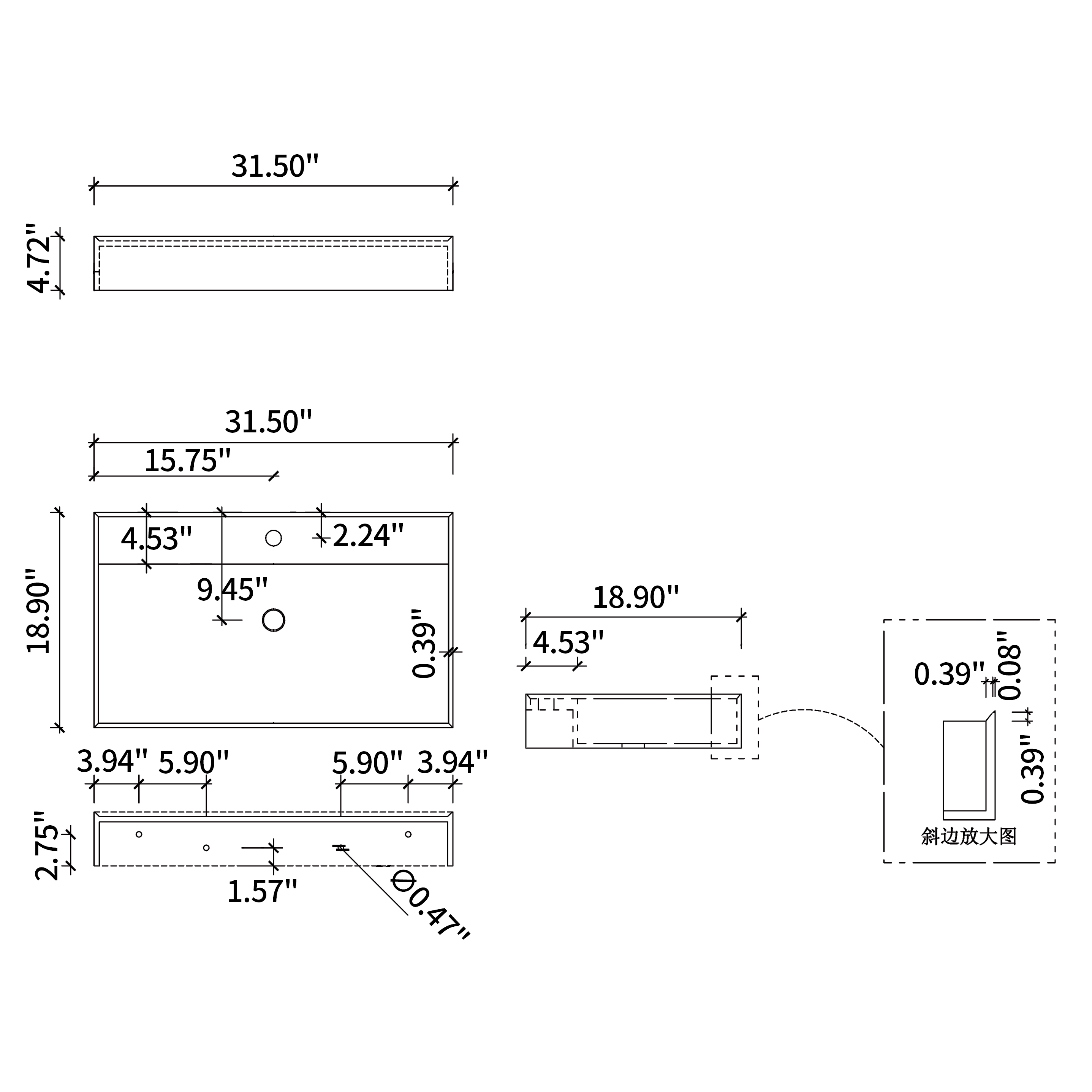 Matte White Wall-Mount Bathroom Sink with Single Faucet Hole