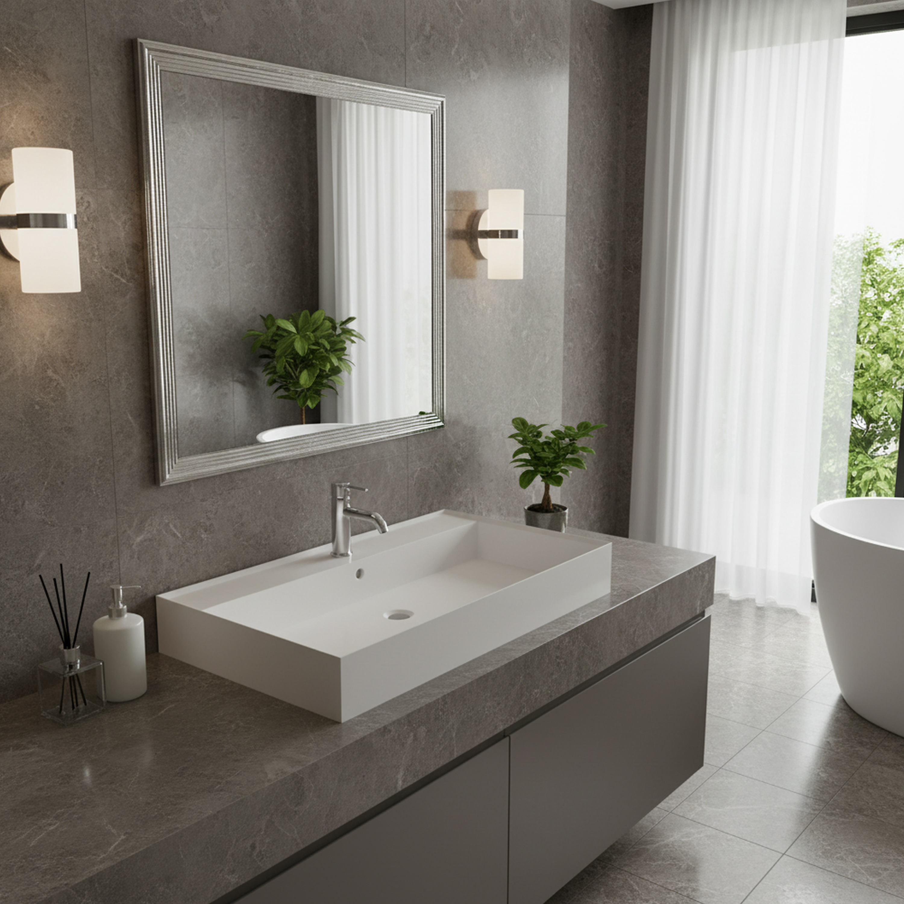 31.5" Matte White Wall-Mount Bathroom Sink with Single Faucet Hole