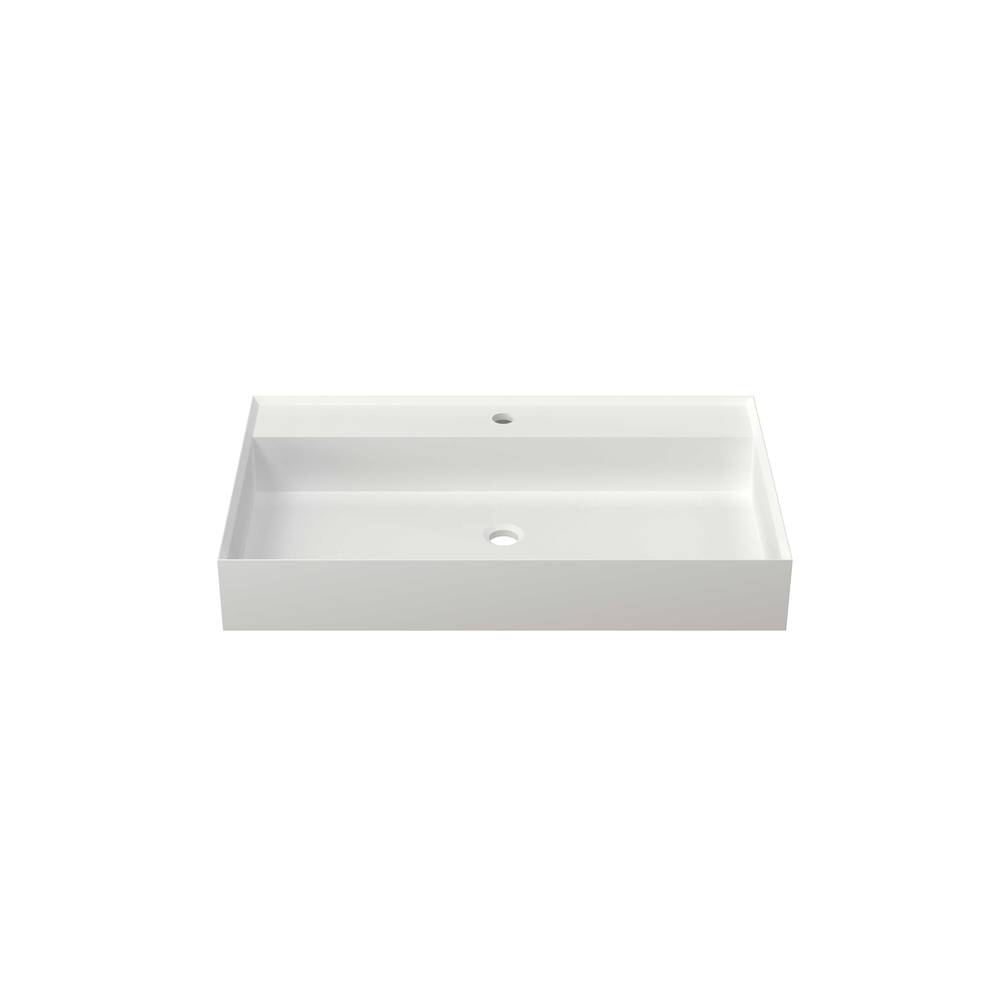 Matte White Wall-Mount Bathroom Sink with Single Faucet Hole