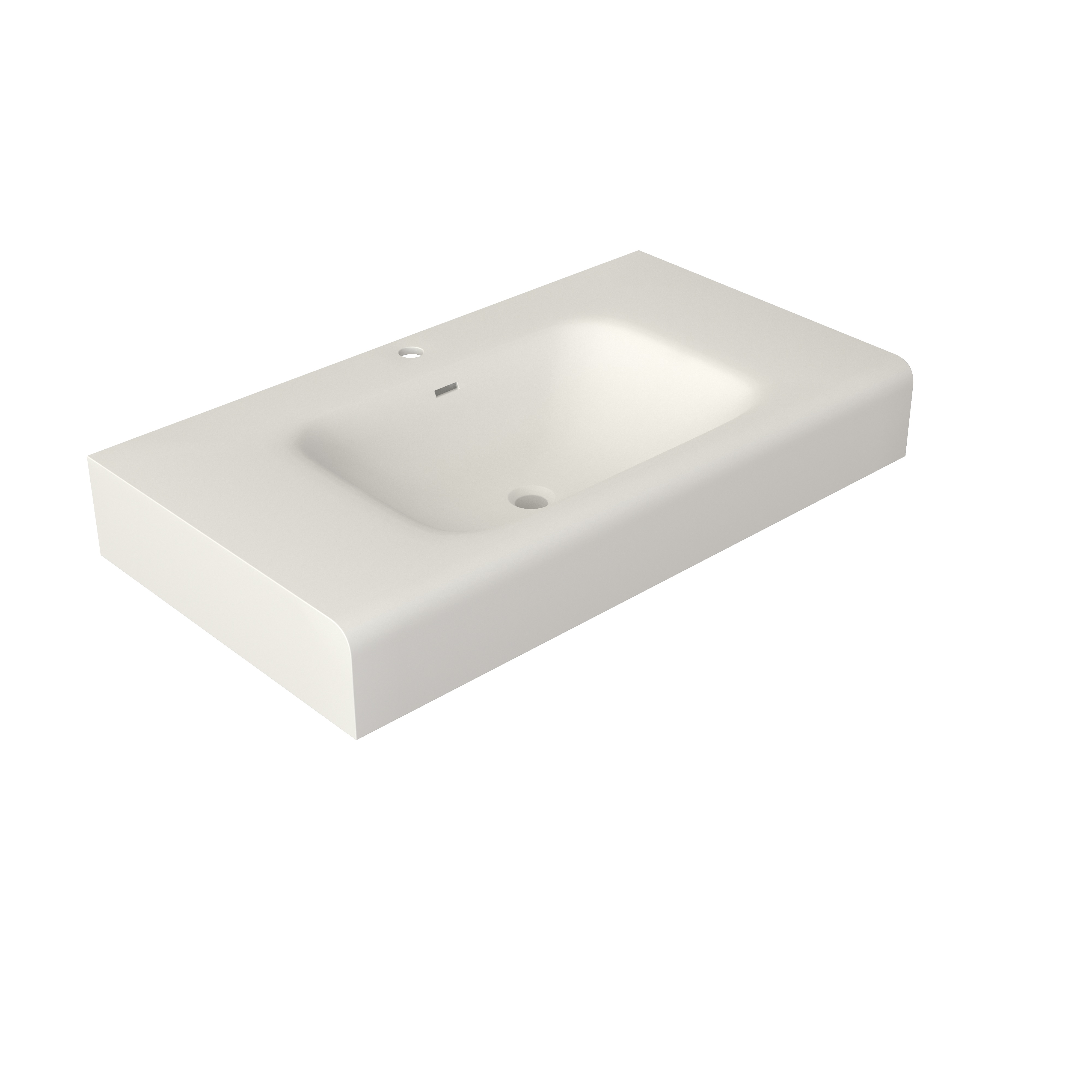 39.37-inch Wall-Mount Solid Surface Bathroom Sink in Matte White
