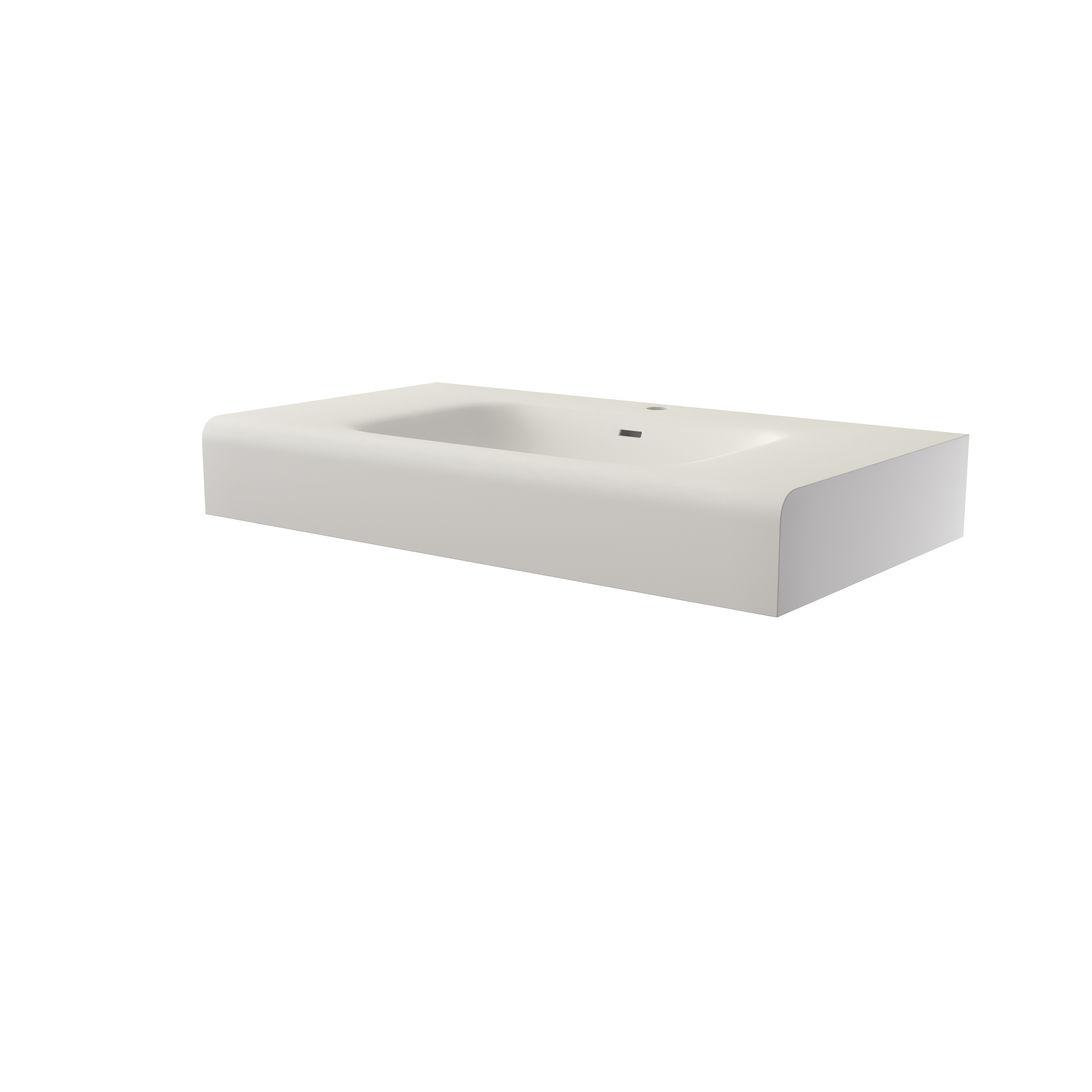 39.37-inch Wall-Mount Solid Surface Bathroom Sink in Matte White