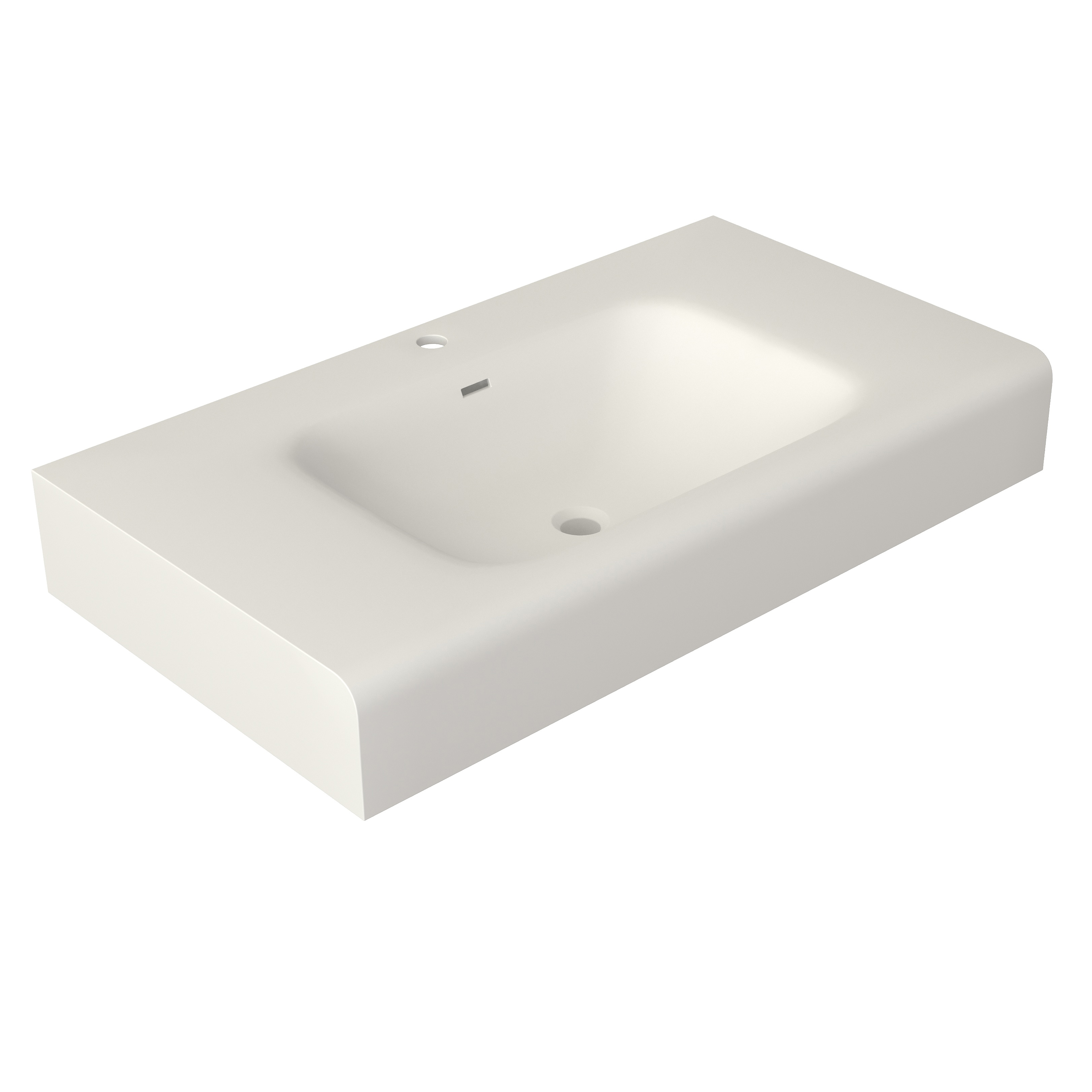 39.37-inch Wall-Mount Solid Surface Bathroom Sink in Matte White