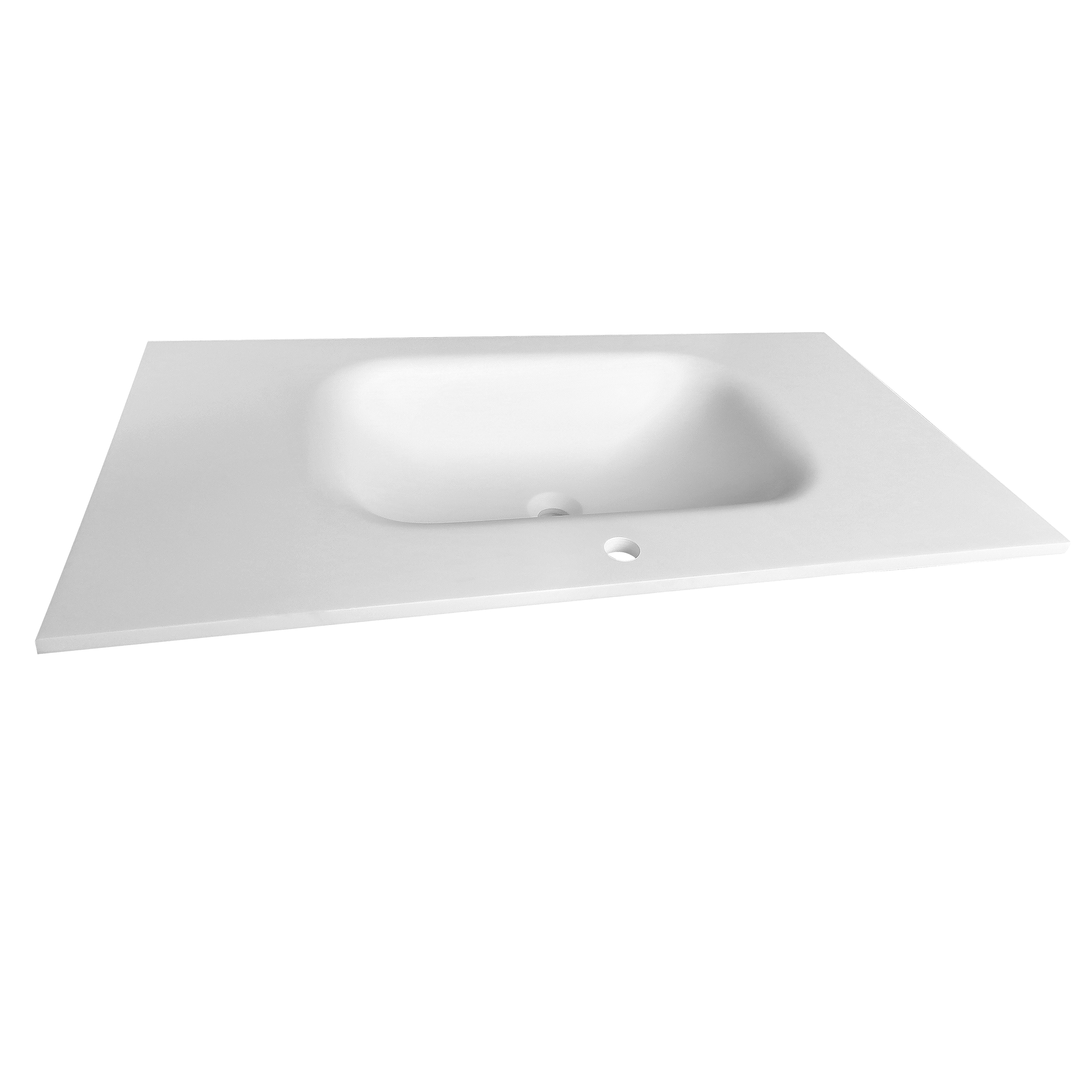 39.37 in. Matte White Solid Surface Vanity Top with Single Faucet Hole