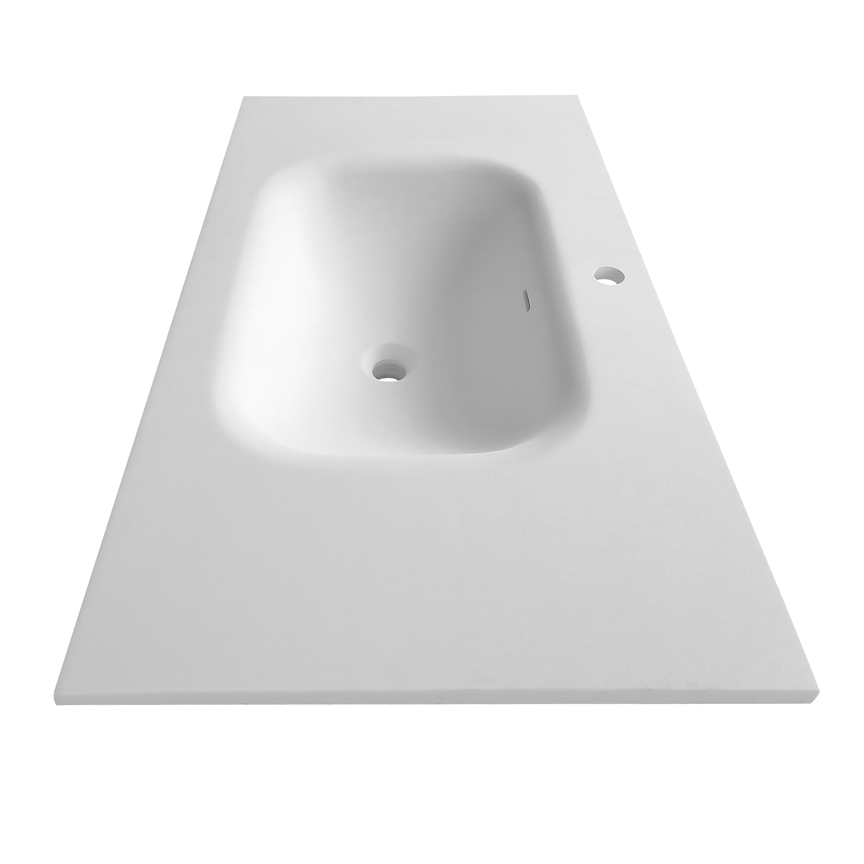 39.37 in. Matte White Solid Surface Vanity Top with Single Faucet Hole
