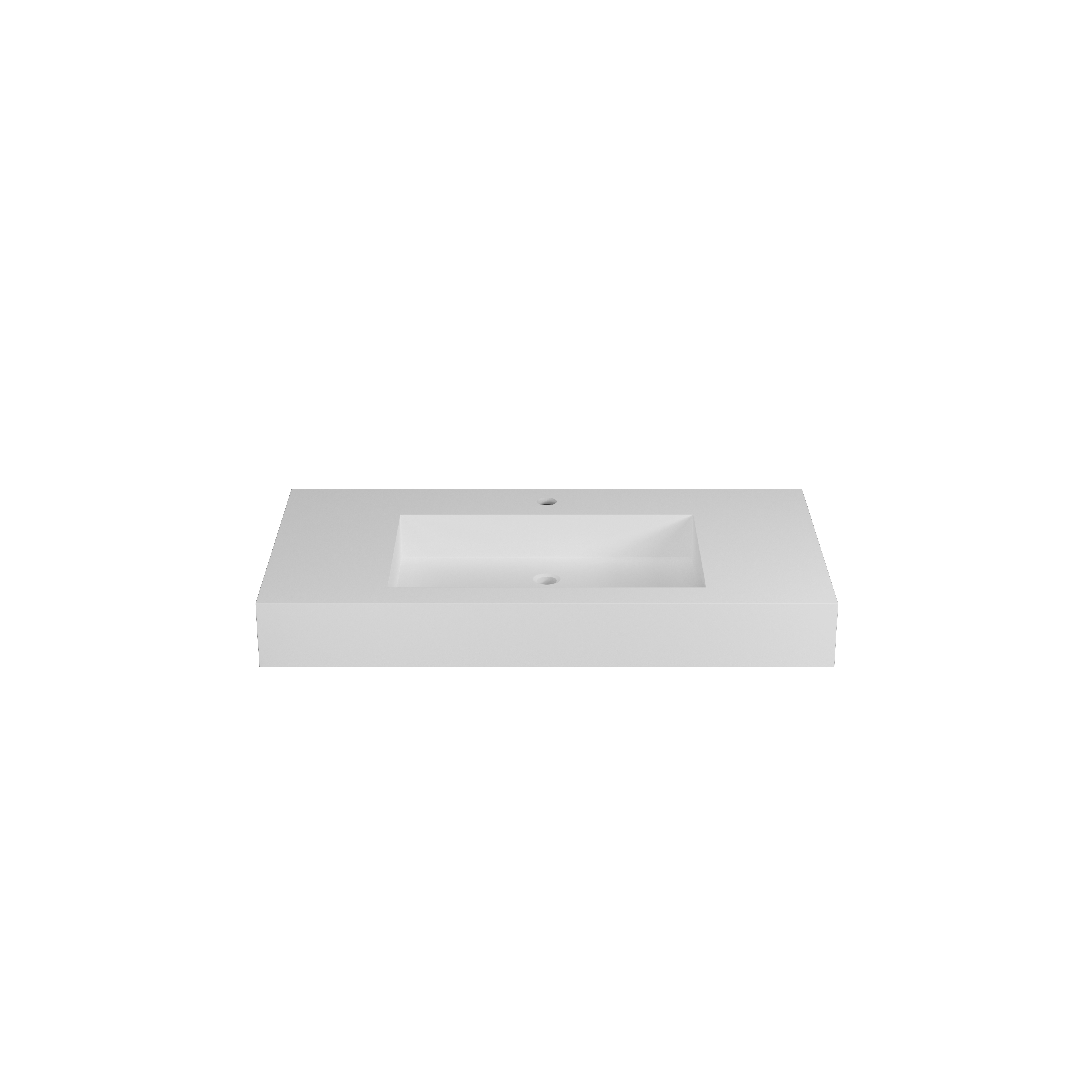 35-inch Solid Surface Wall Mounted Basin Sink in Matte White