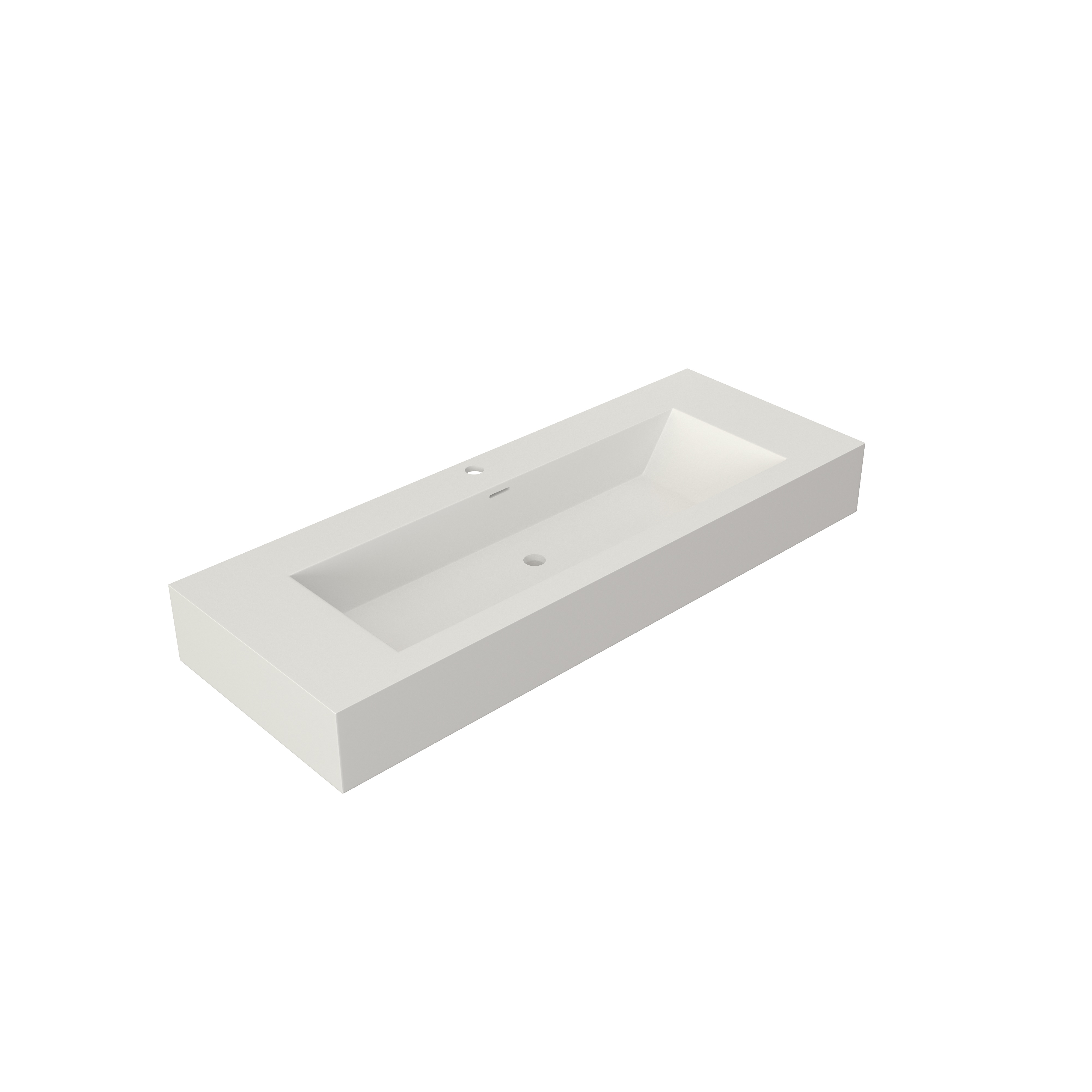 48 in. Solid Surface Wall-Mounted Basin Sink with Single Faucet Hole