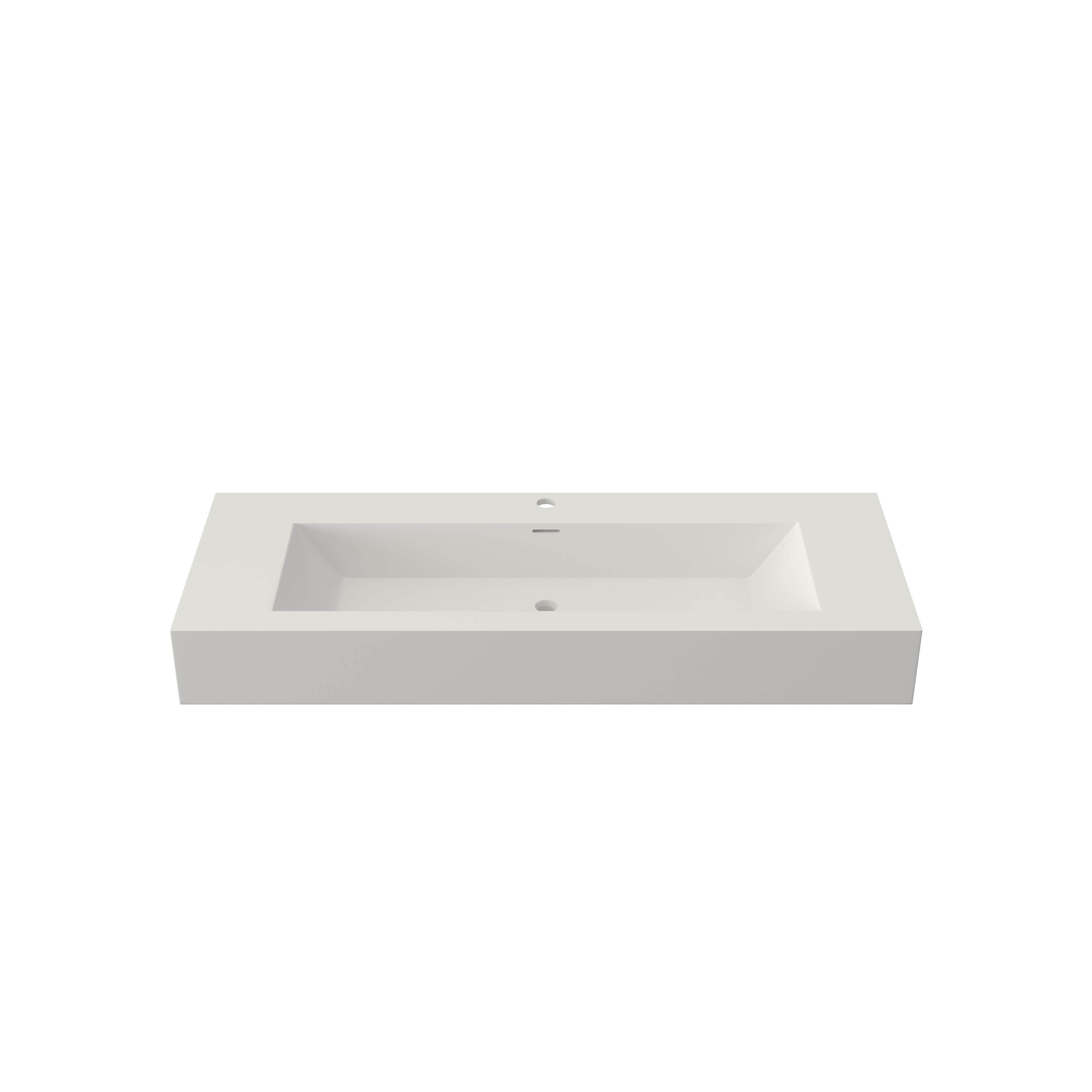 48 in. Solid Surface Wall-Mounted Basin Sink with Single Faucet Hole