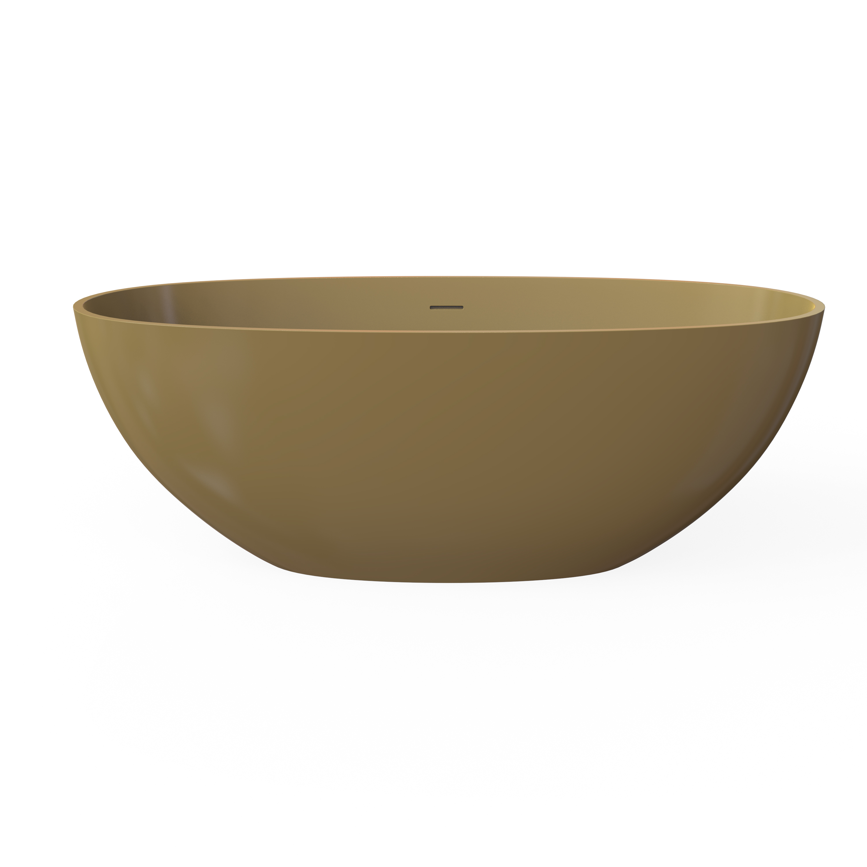 61" Freestanding Solid Surface Stone Soaking Bathtub in Modern Camel