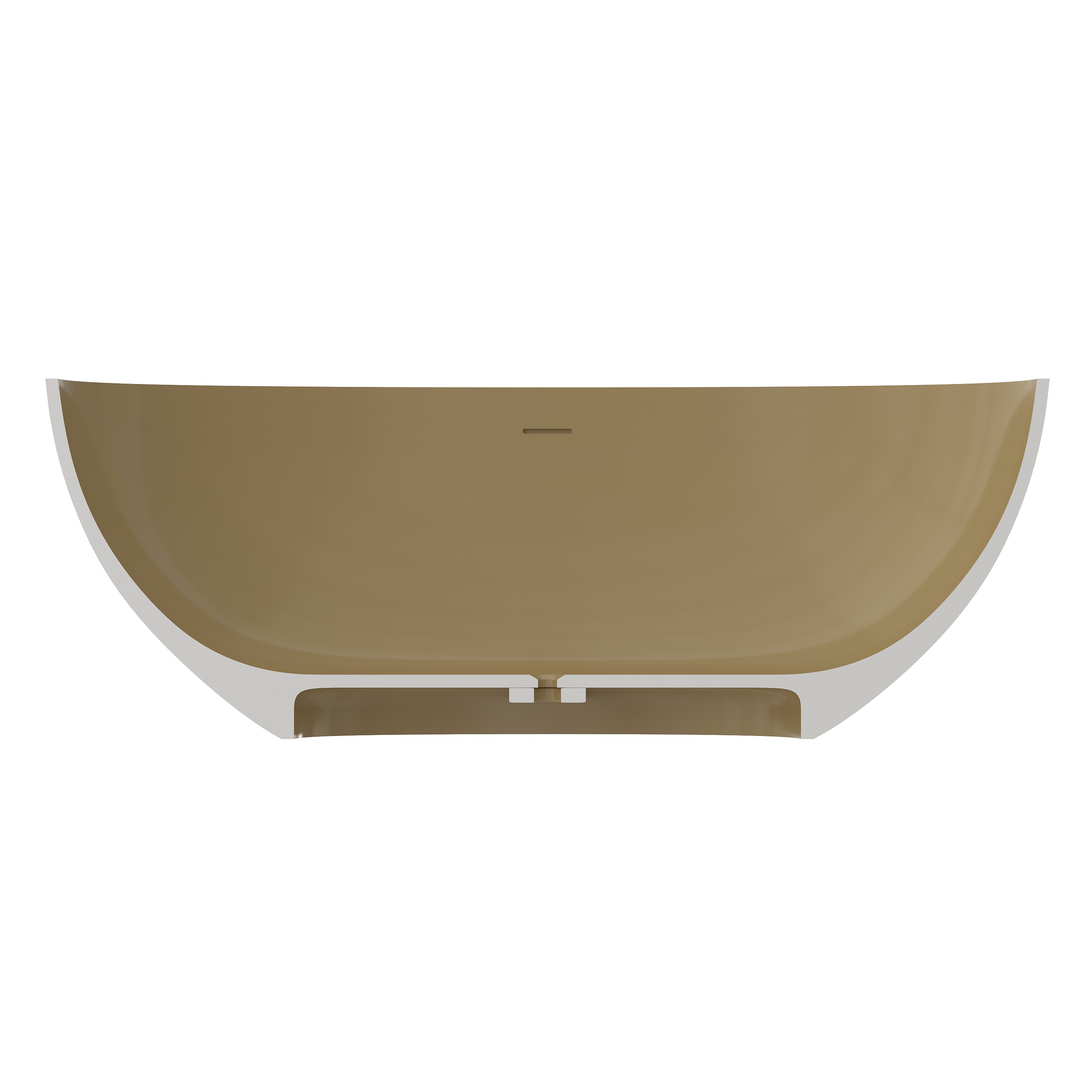 61" Freestanding Solid Surface Stone Soaking Bathtub in Modern Camel